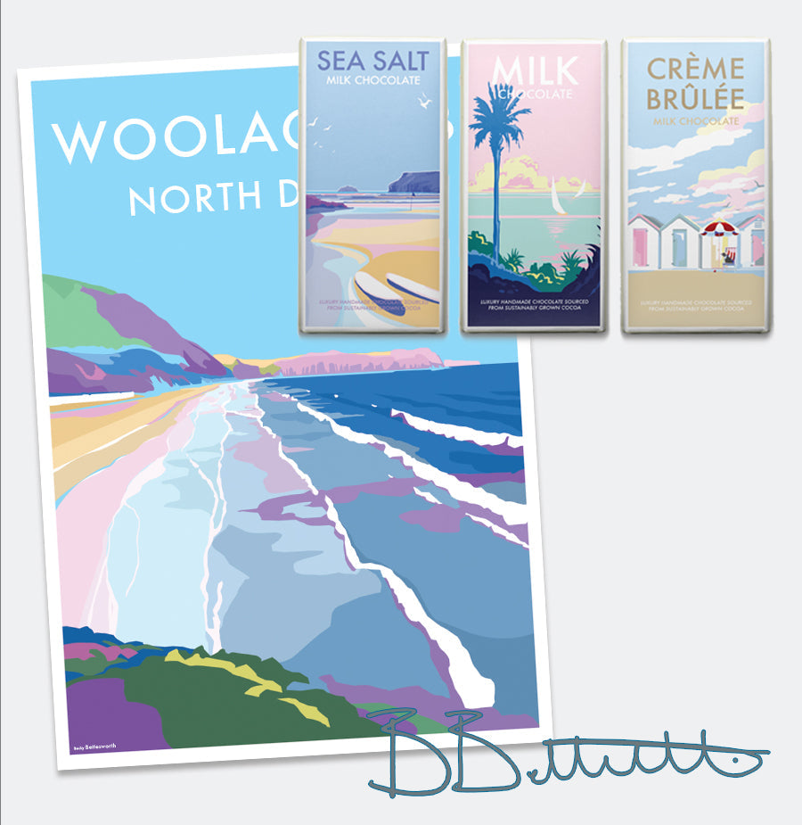 Woolacombe Vintage Seaside Travel Poster Print
