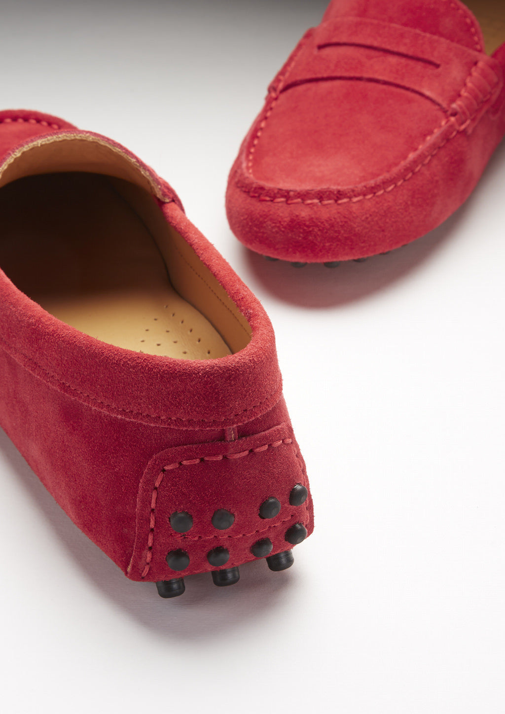 Women's Red Suede Penny Loafers