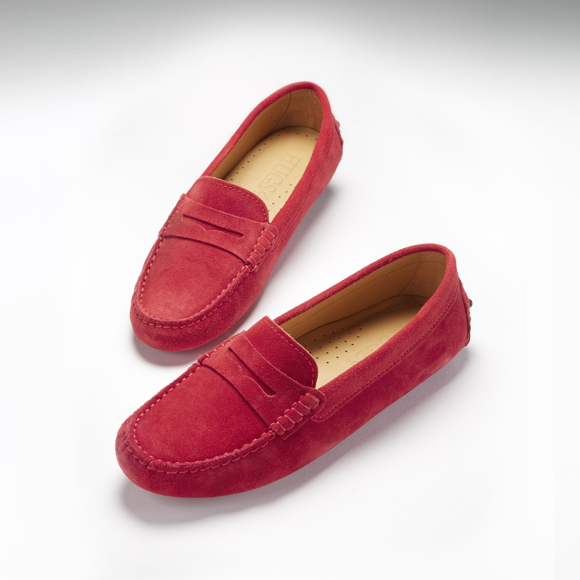 Women's Red Suede Penny Loafers