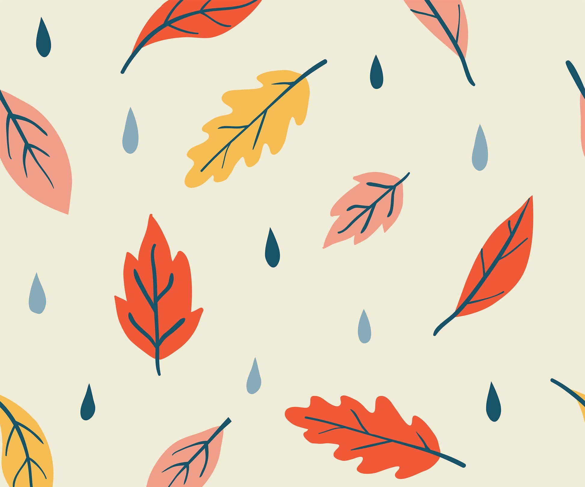 Breeze Illustrated Leaf Pattern Wallpaper for Kids