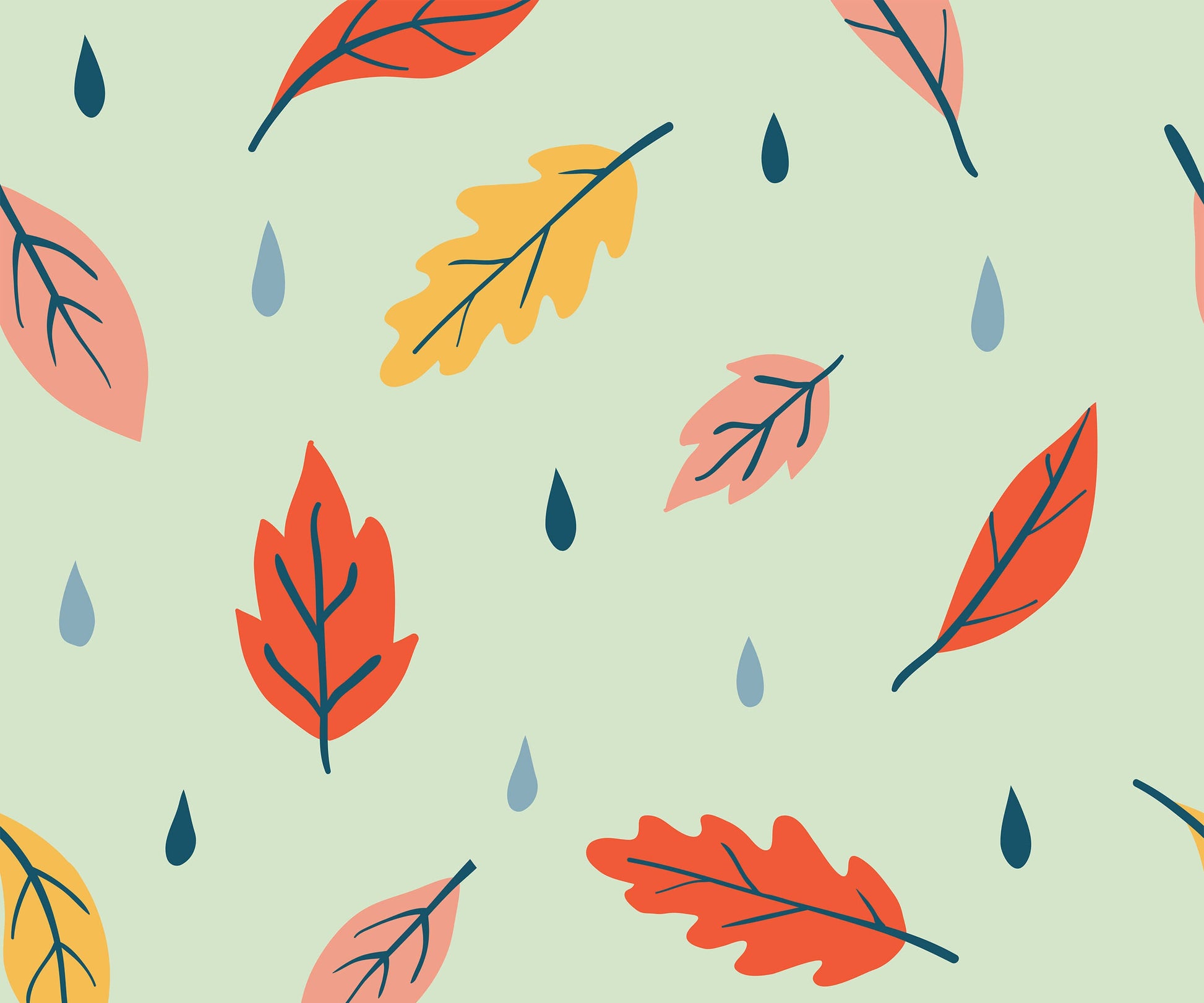 Breeze Illustrated Leaf Pattern Wallpaper for Kids