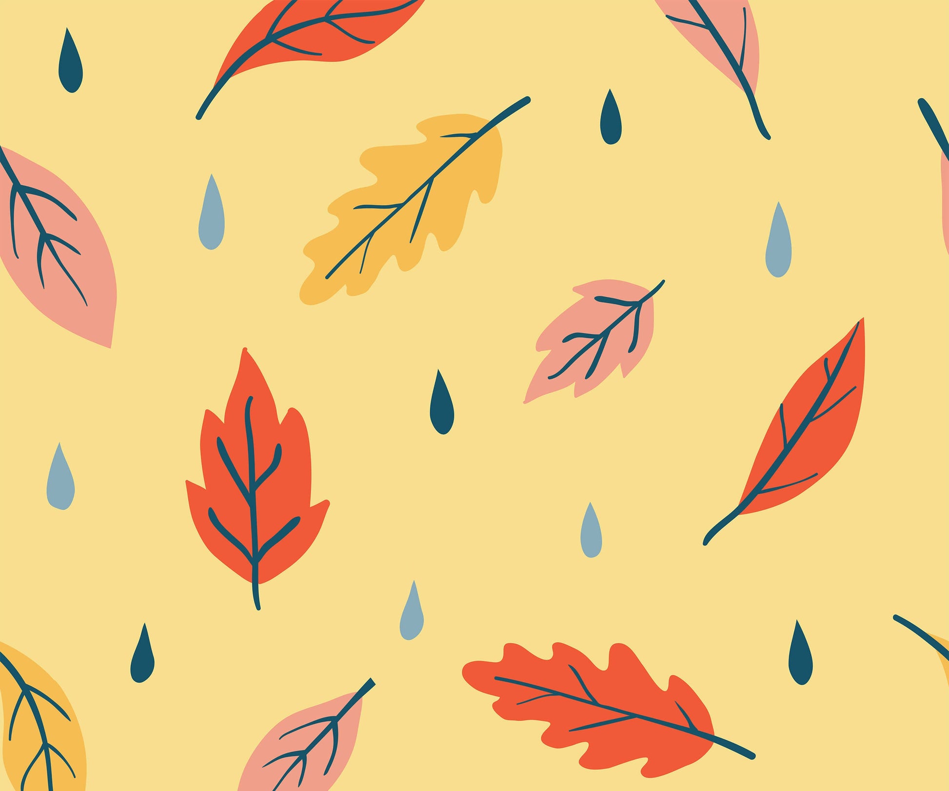 Breeze Illustrated Leaf Pattern Wallpaper for Kids