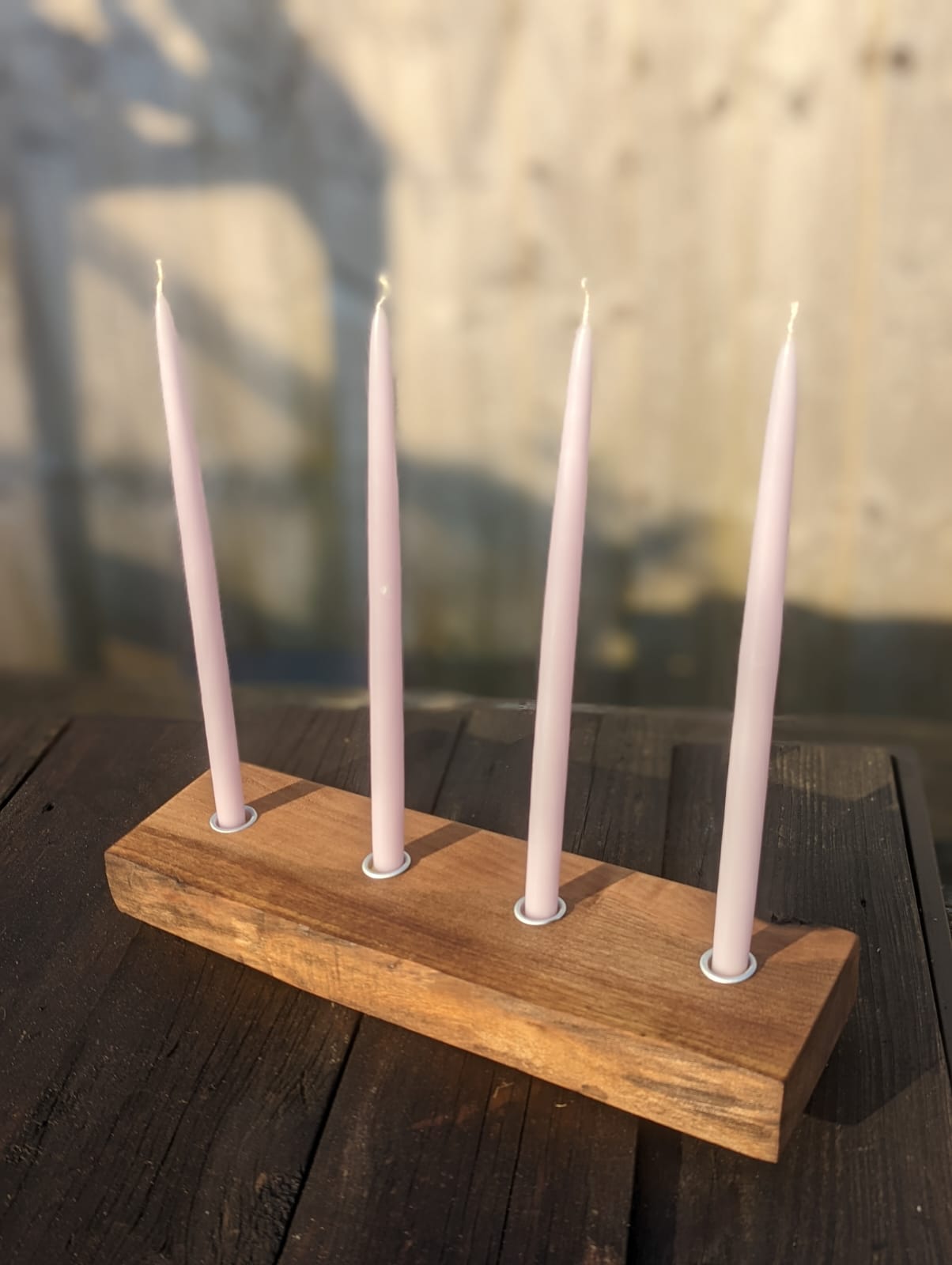 Walnut Four Candle holder