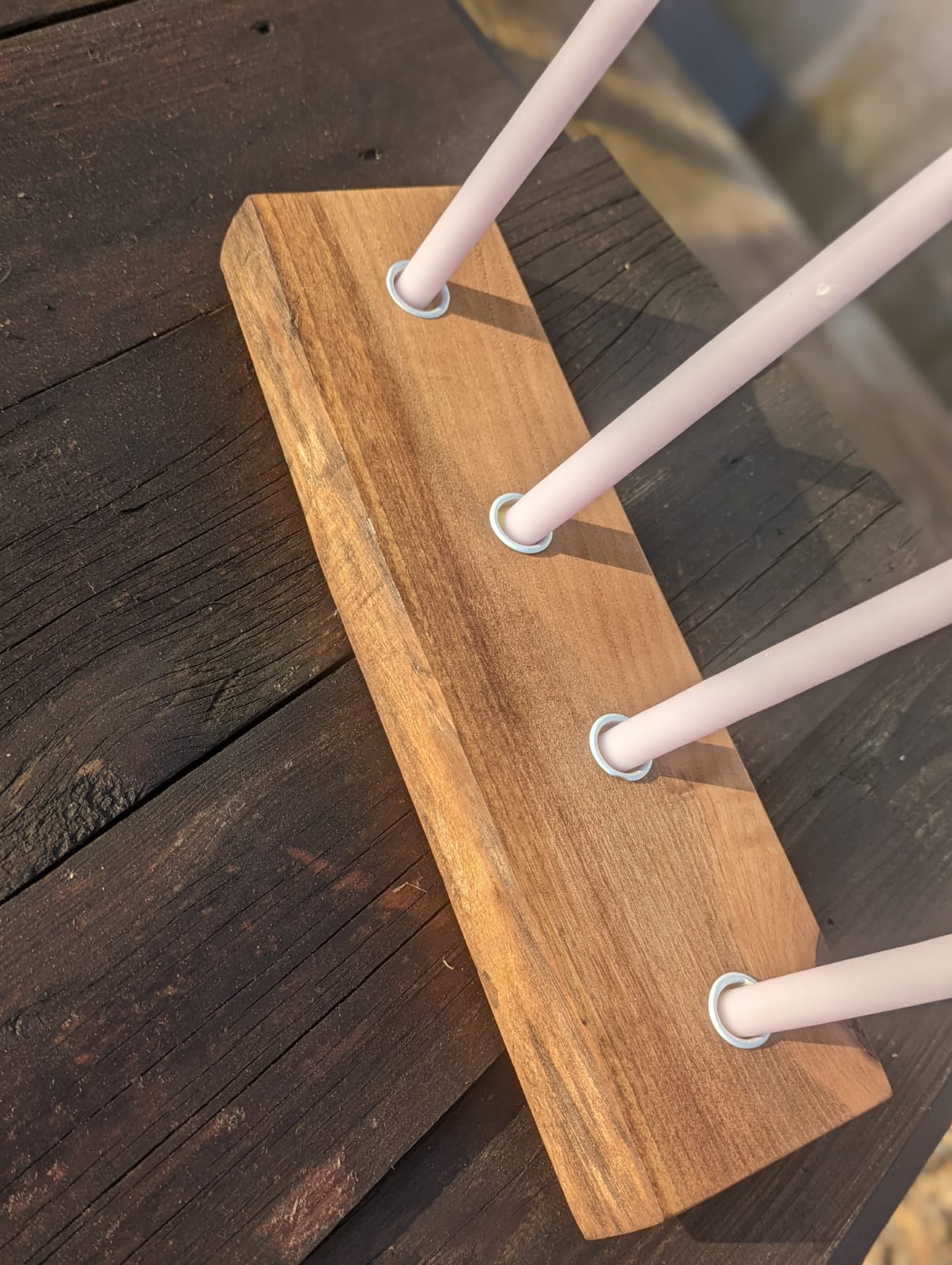 Walnut Four Candle holder