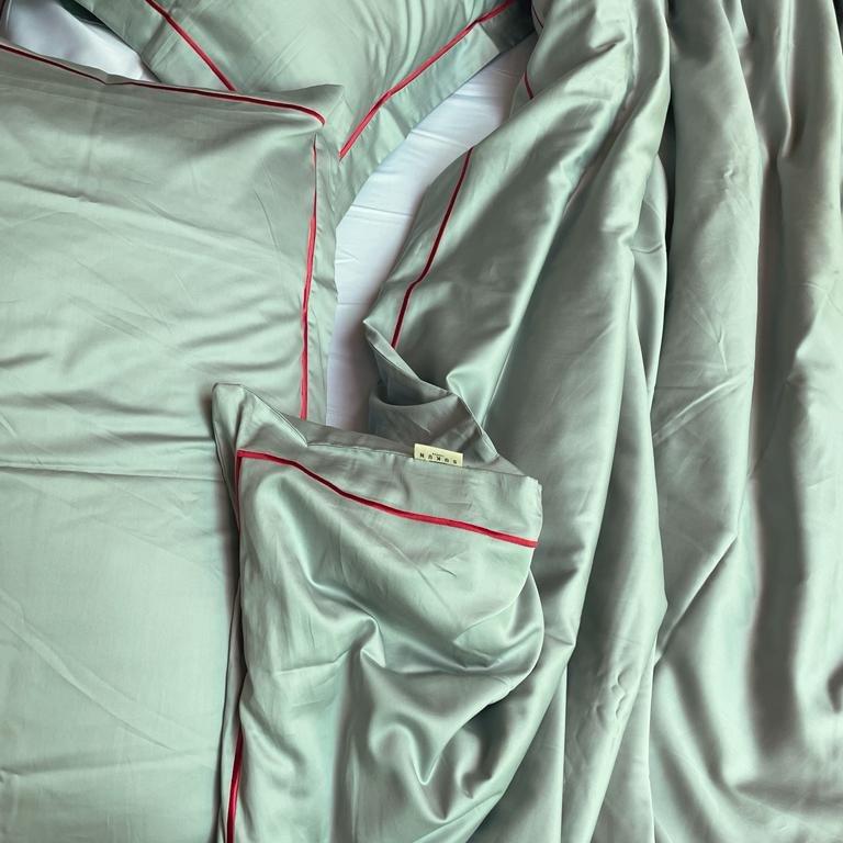 Oslo Bedding Bundle in Slate Grey, White and Deep Red