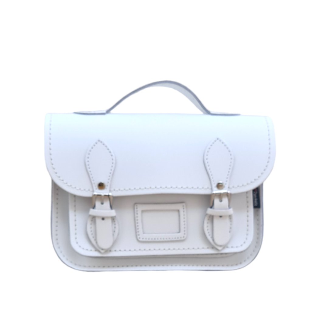 White Leather Midi Satchel