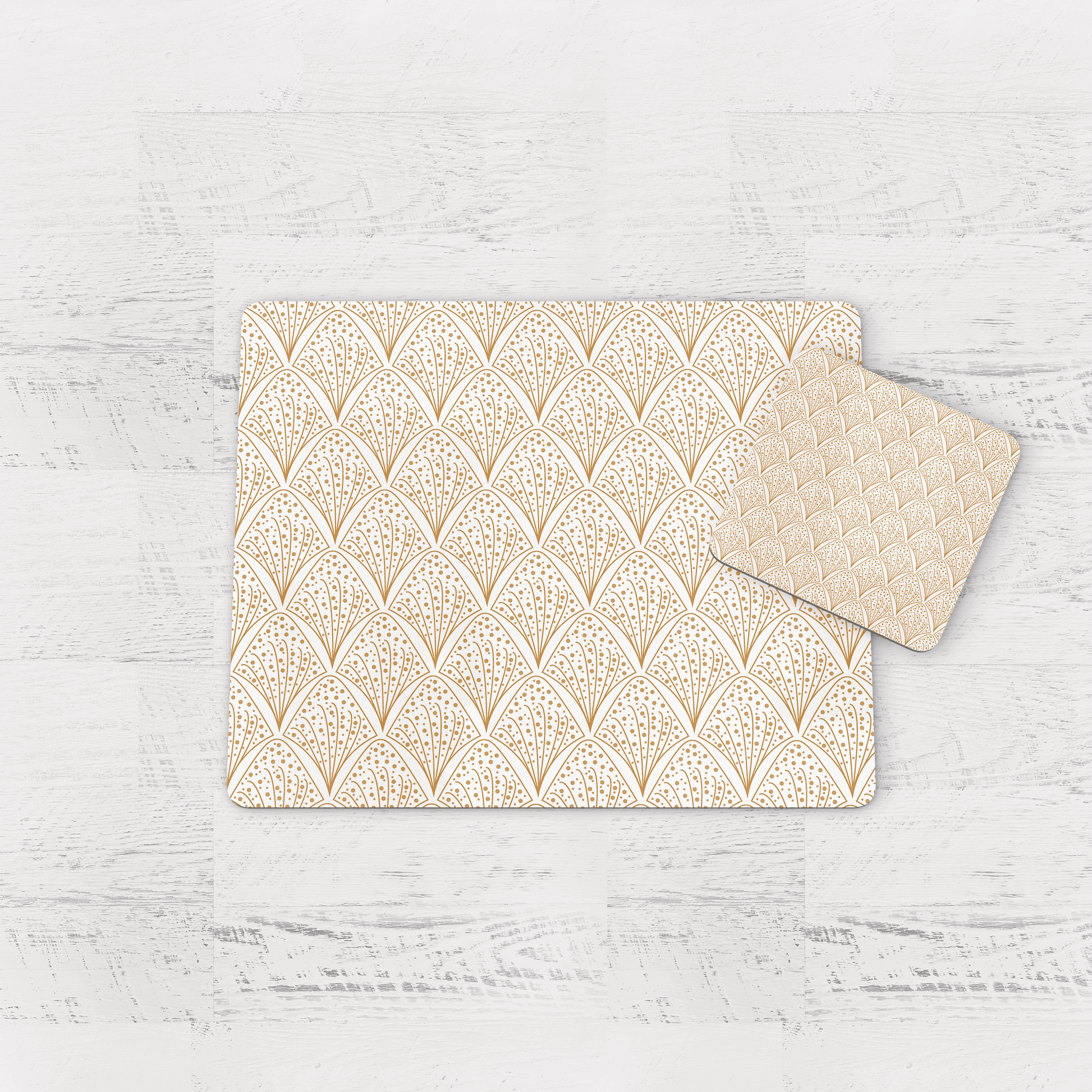 White and Gold Retro Geometric Placemats Set of 4 or 6