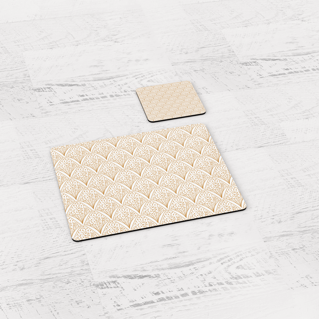 White and Gold Retro Geometric Placemats Set of 4 or 6