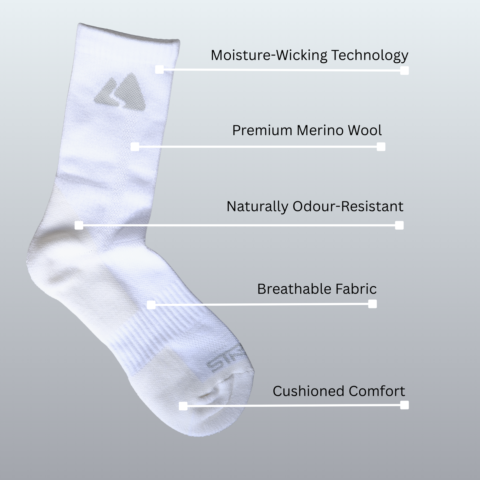 Off White Merino Wool Active Hiking Socks Unisex