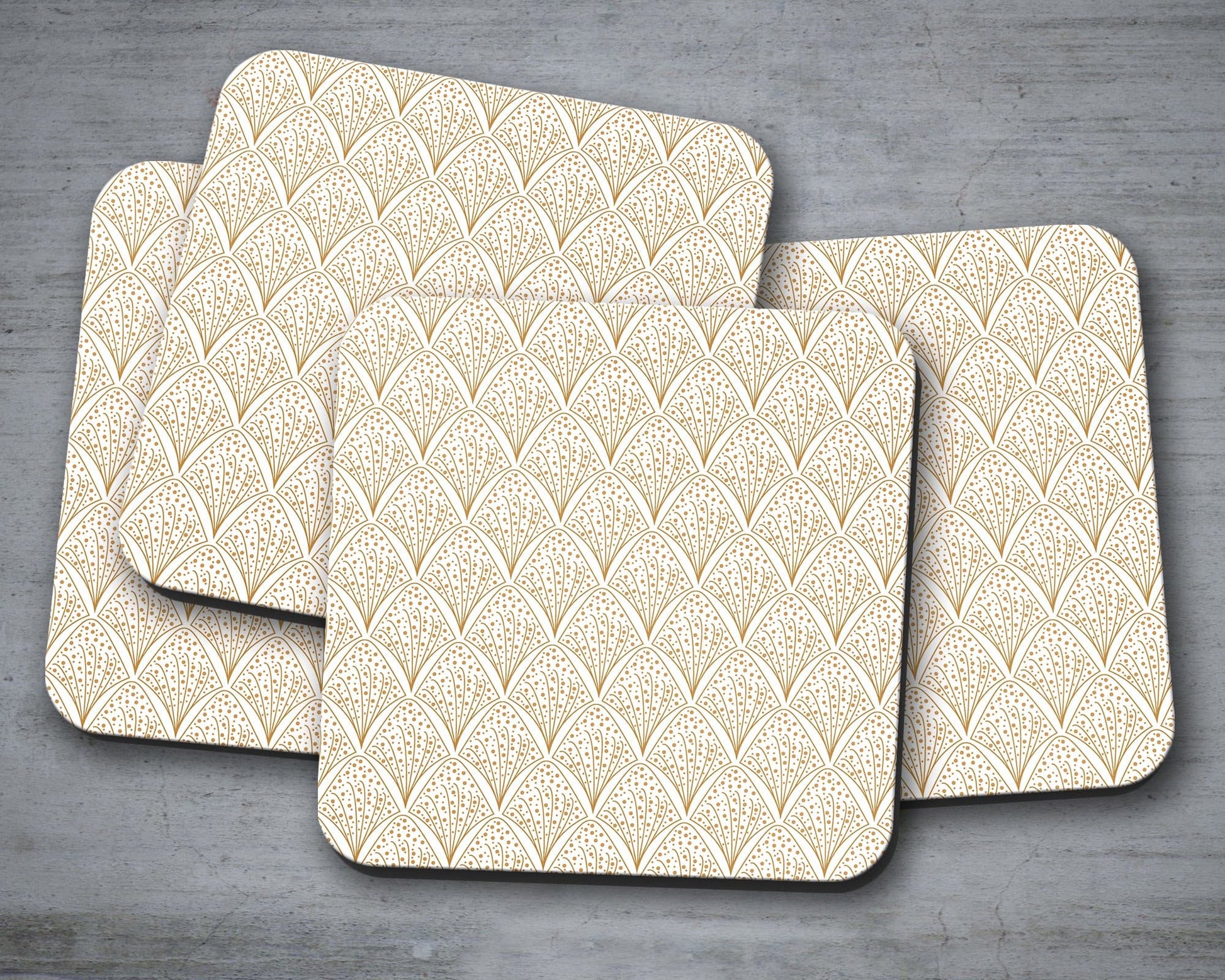White and Gold Retro Geometric Placemats Set of 4 or 6