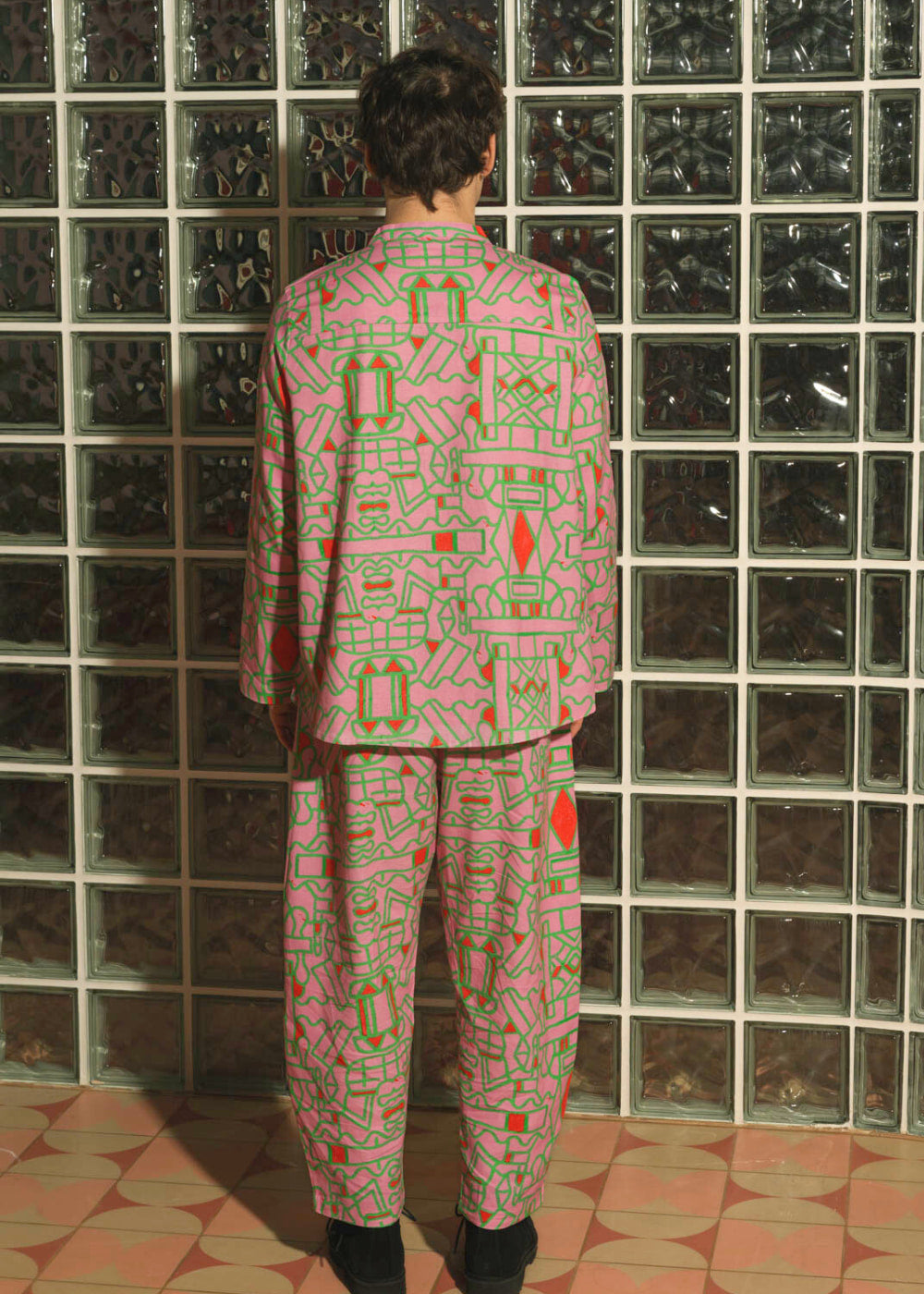 Organic Cotton Linen Shirt in Blush Horizon