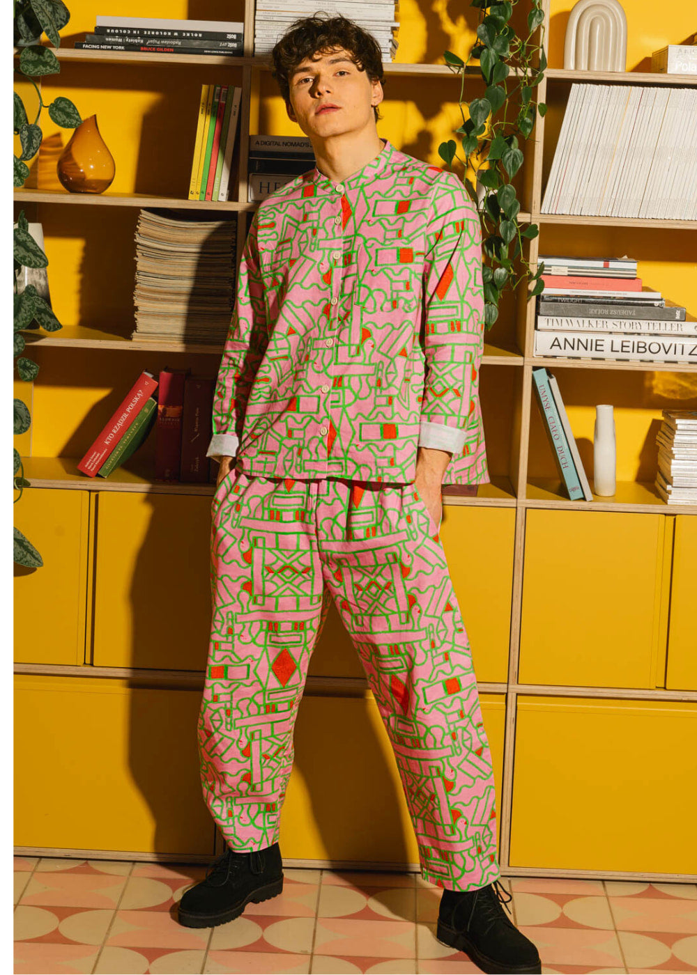 Organic Cotton Linen Shirt in Blush Horizon