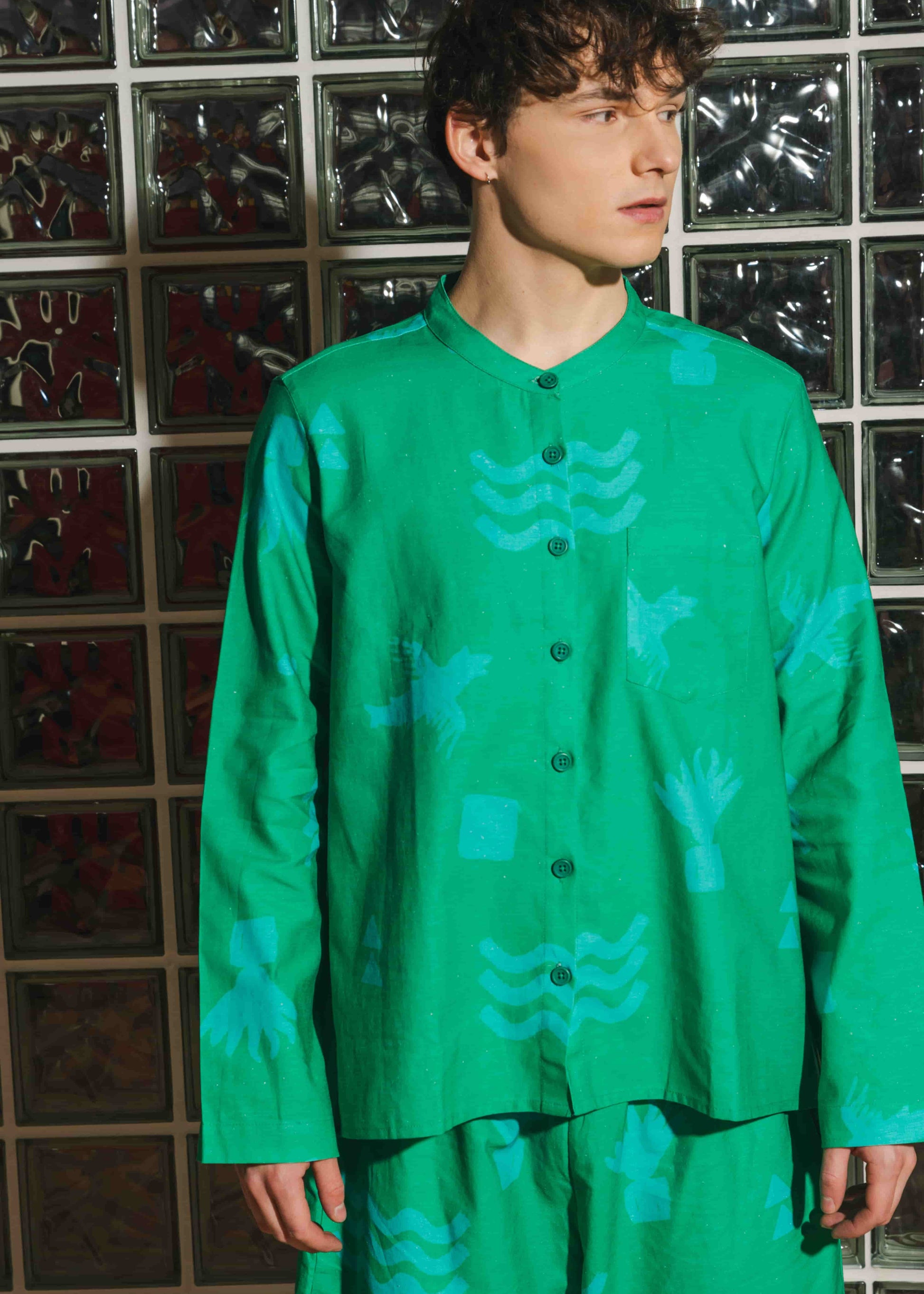 Organic Cotton and Linen Shirt in Meadow Flow