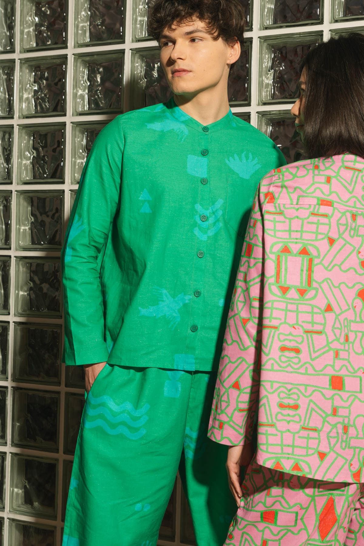 Organic Cotton and Linen Shirt in Meadow Flow