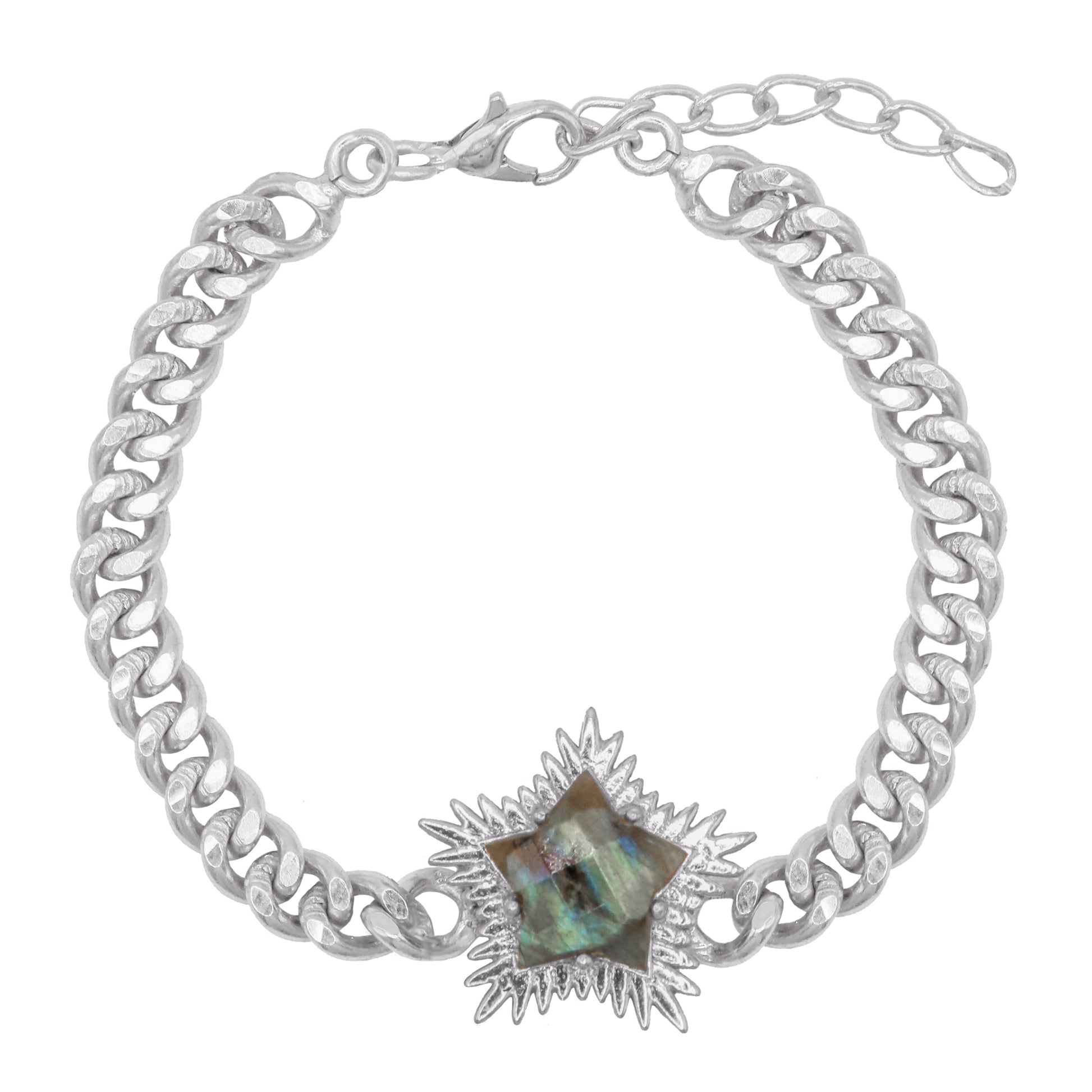Willa Labradorite Spiky Star Bracelet in 925 Sterling Silver