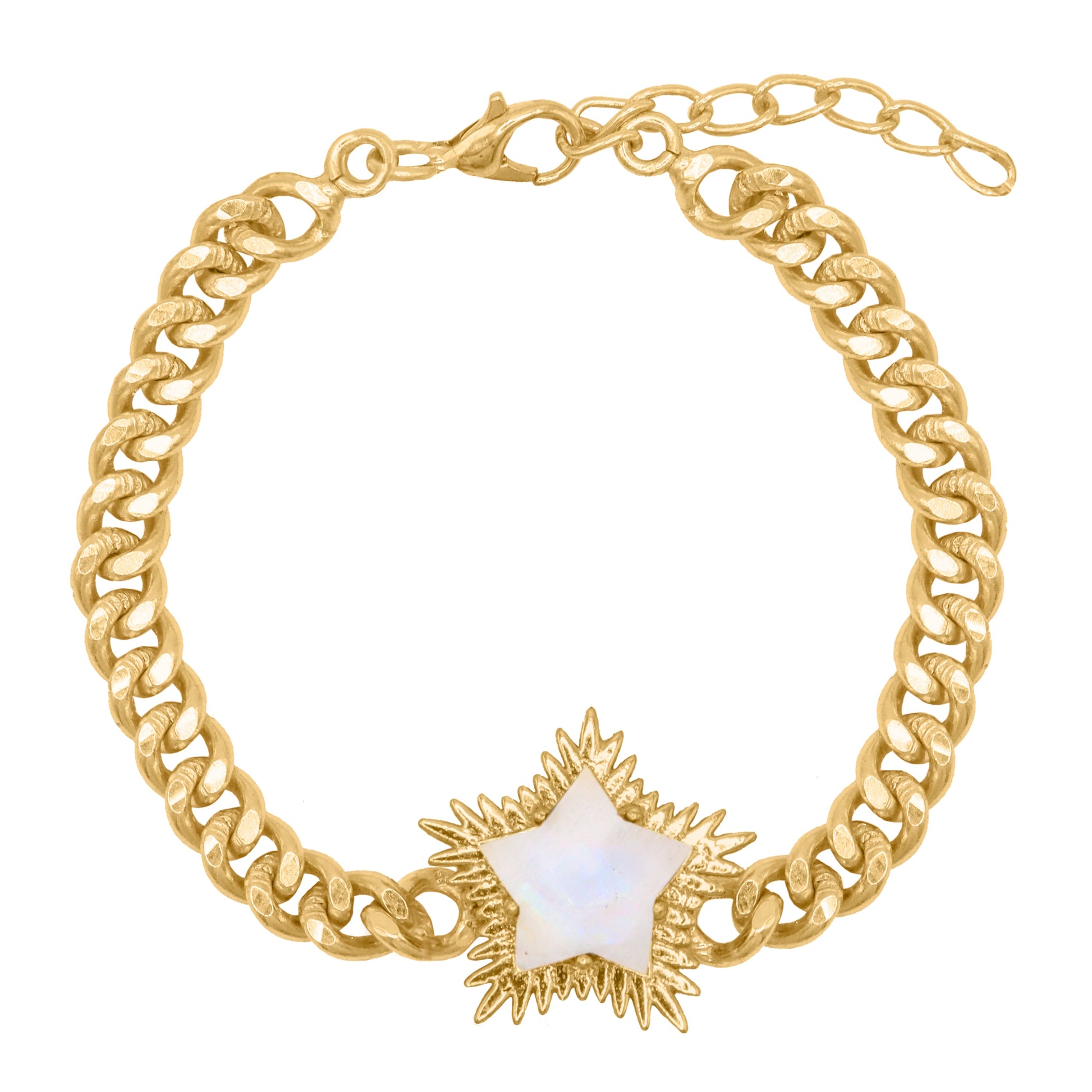 Moonstone Spiky Star Bracelet in 18k Gold Plated
