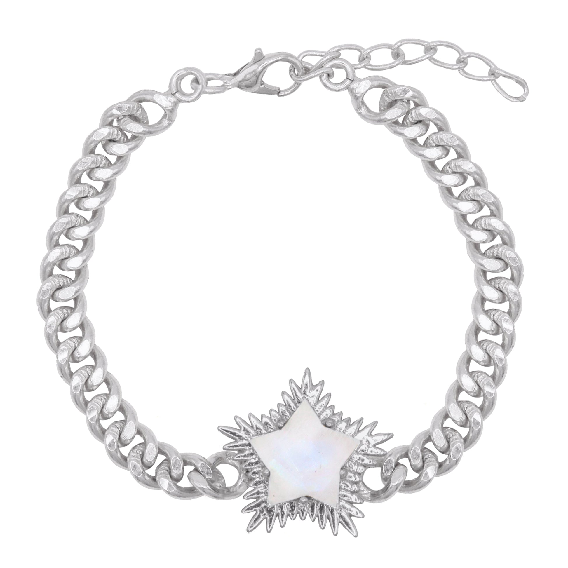 Willa Moonstone Spiky Star Bracelet in 925 Sterling Silver