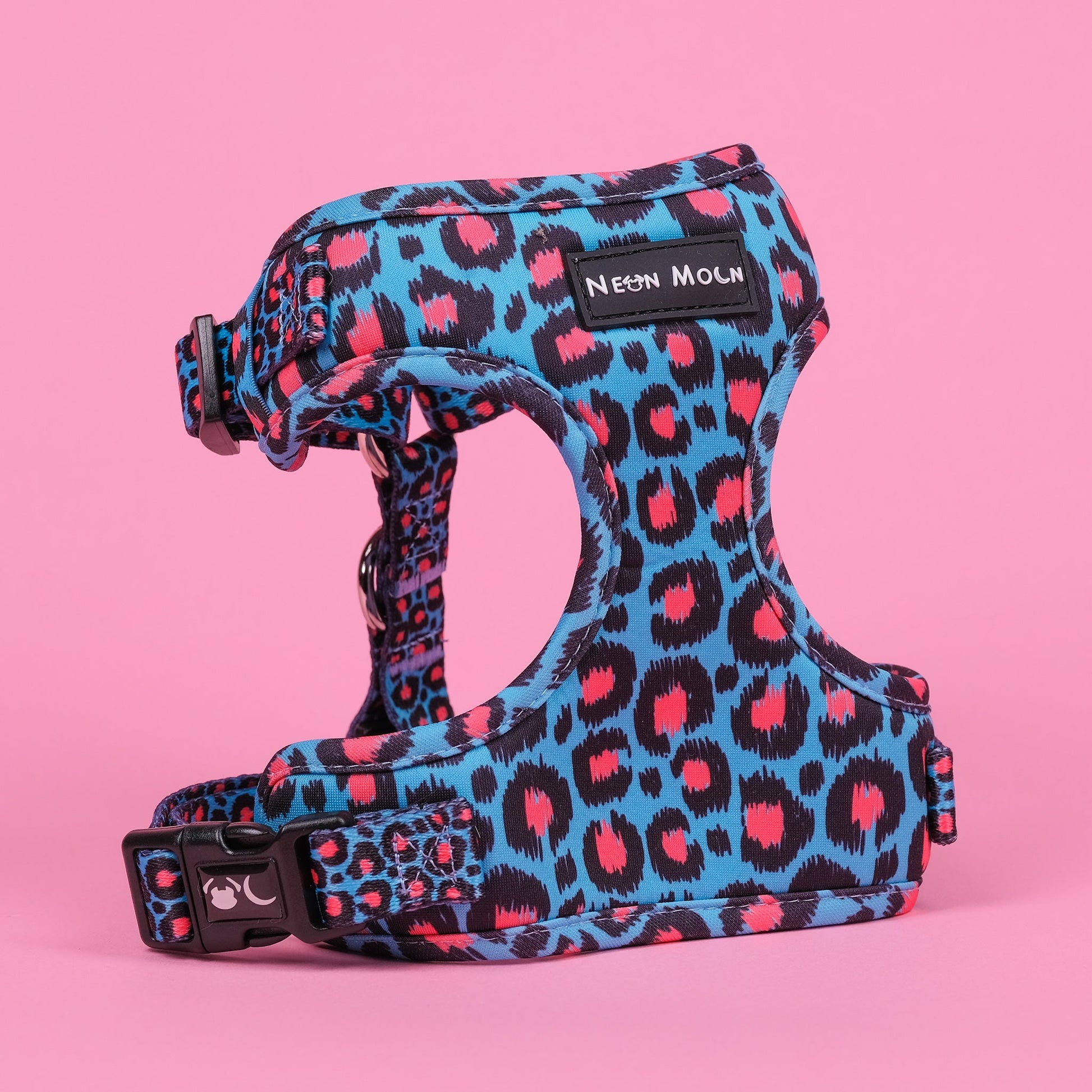 Mesh Pet Harness in Leopard Print Blue and Pink