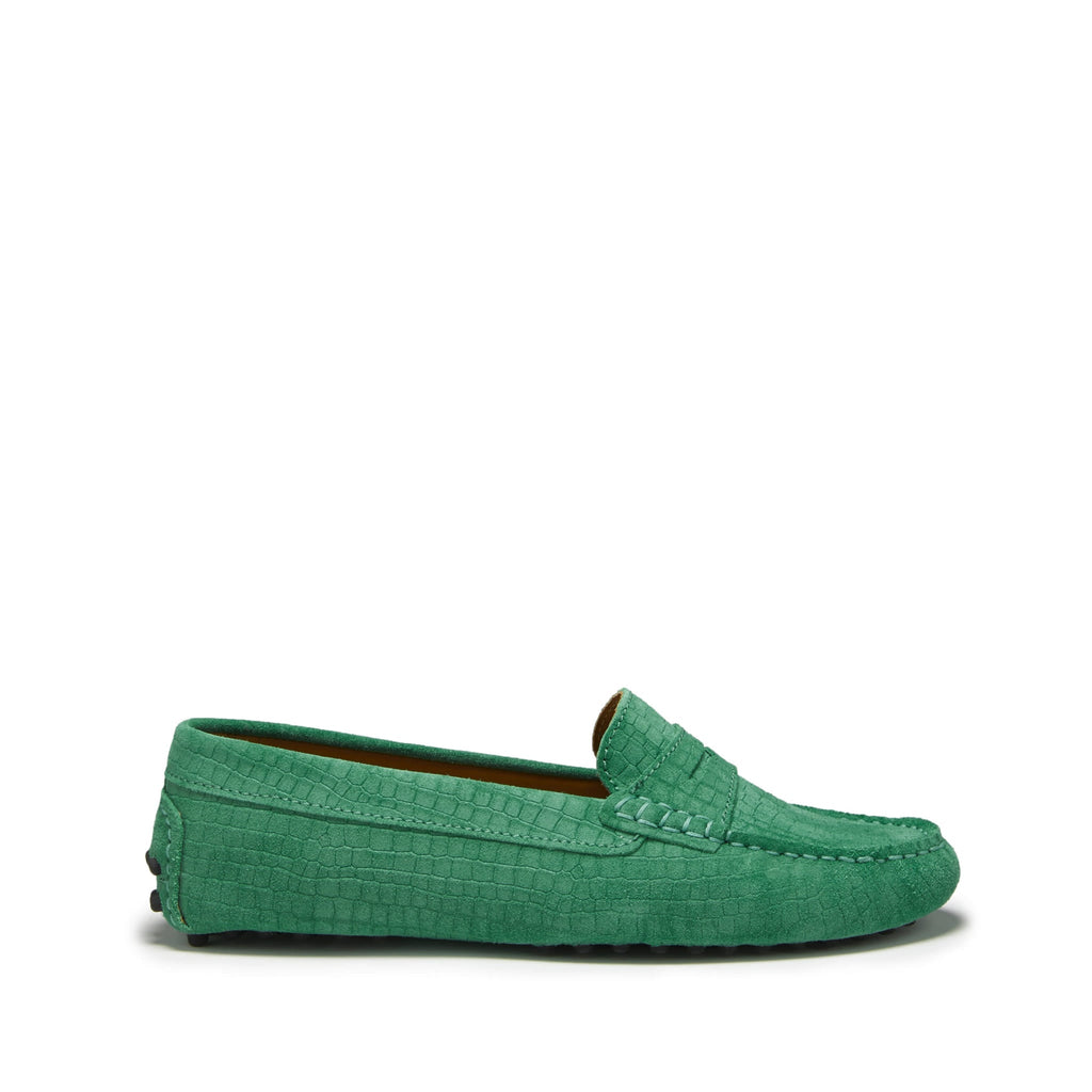 Women's Penny Driving Loafers in Emerald Suede