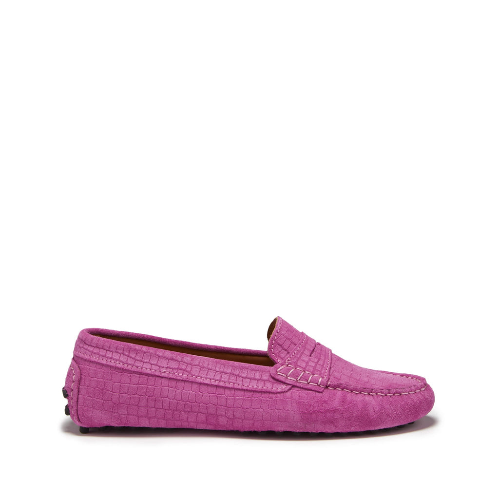 Women's Pink Suede Penny Driving Loafers
