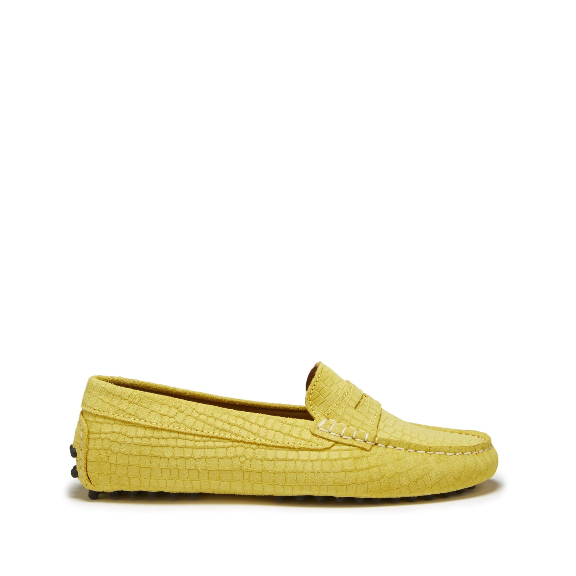 Women's Yellow Suede Penny Driving Loafers
