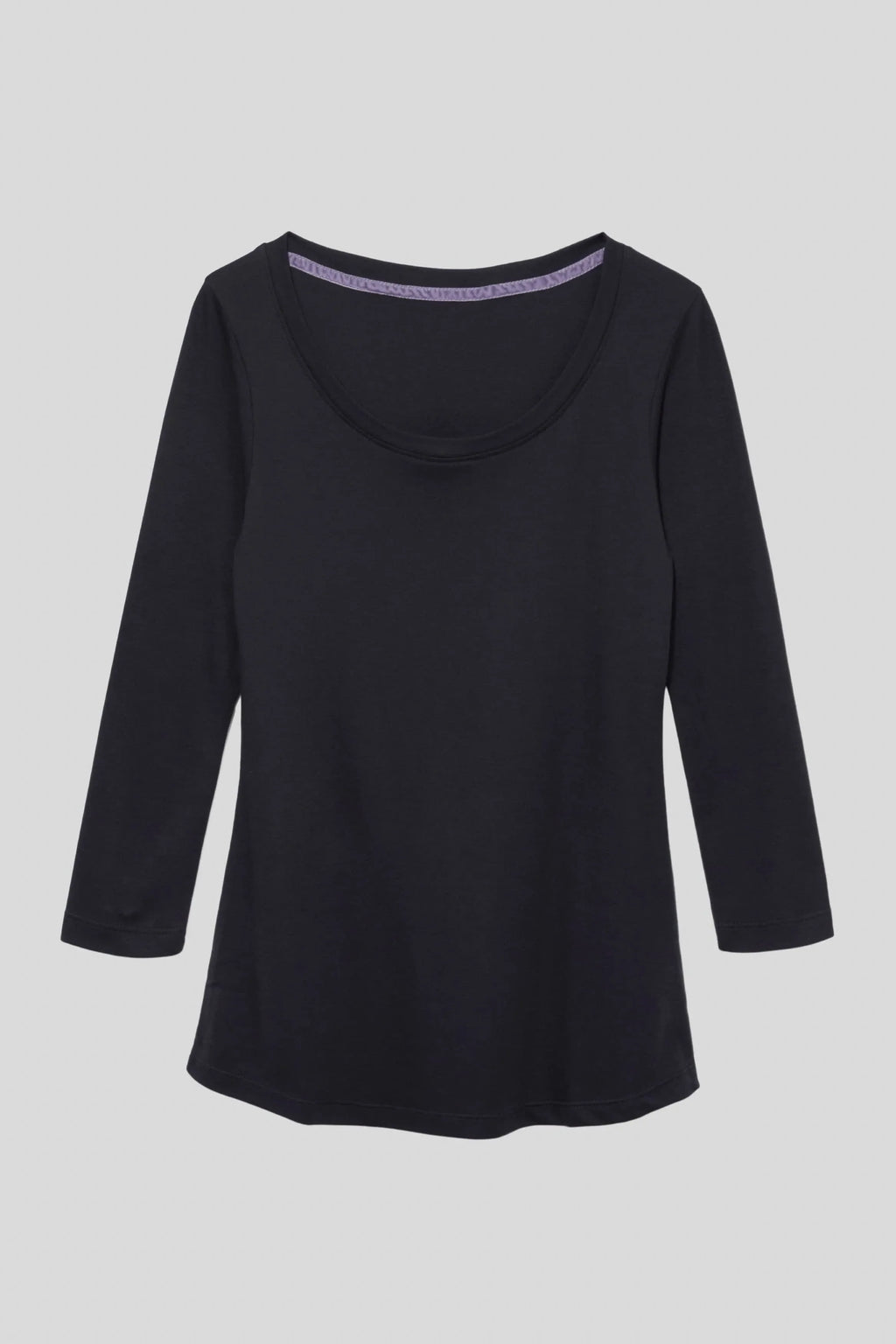 Three Quarter Sleeve Scoop Neck Cotton Modal Blend Tee