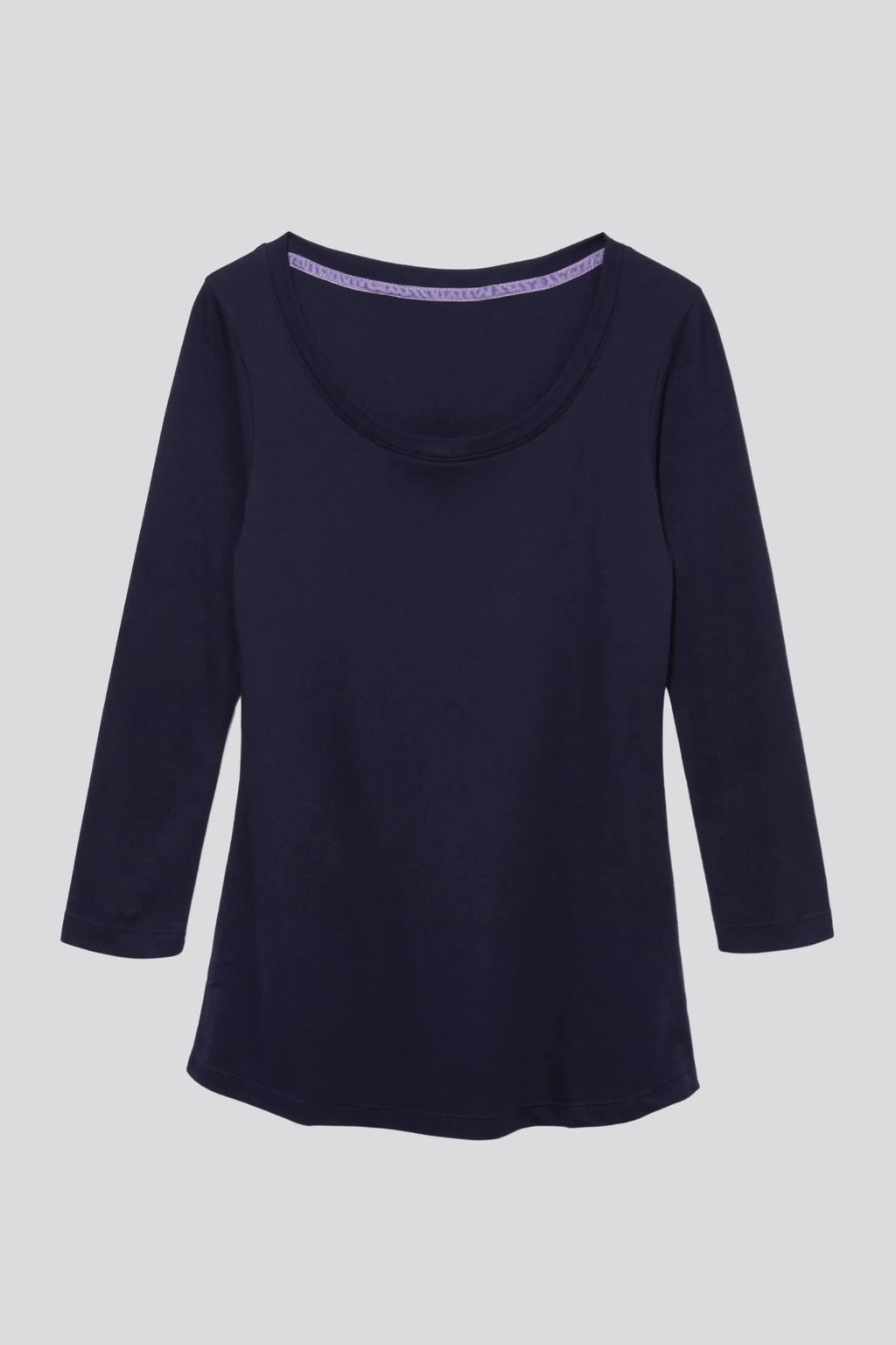Three Quarter Sleeve Scoop Neck Cotton Modal Blend Tee
