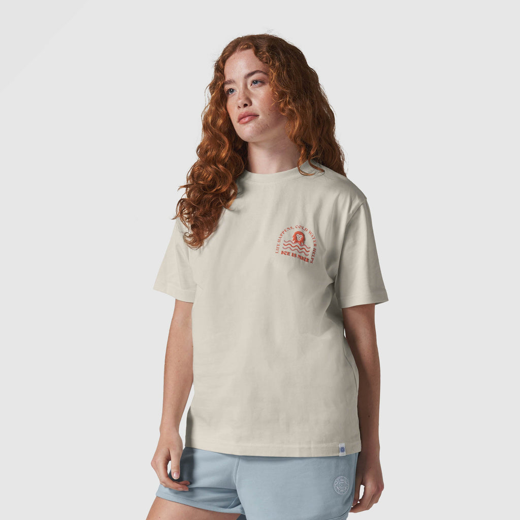 Women's Life Happens Cold Water Helps Off White T-Shirt