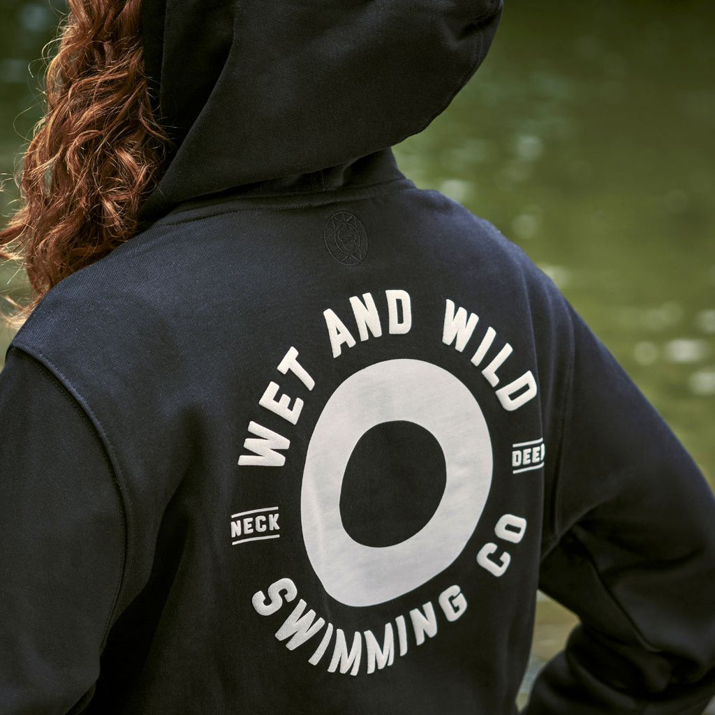 Women's Wet and Wild Swimming Club Black Hoodie