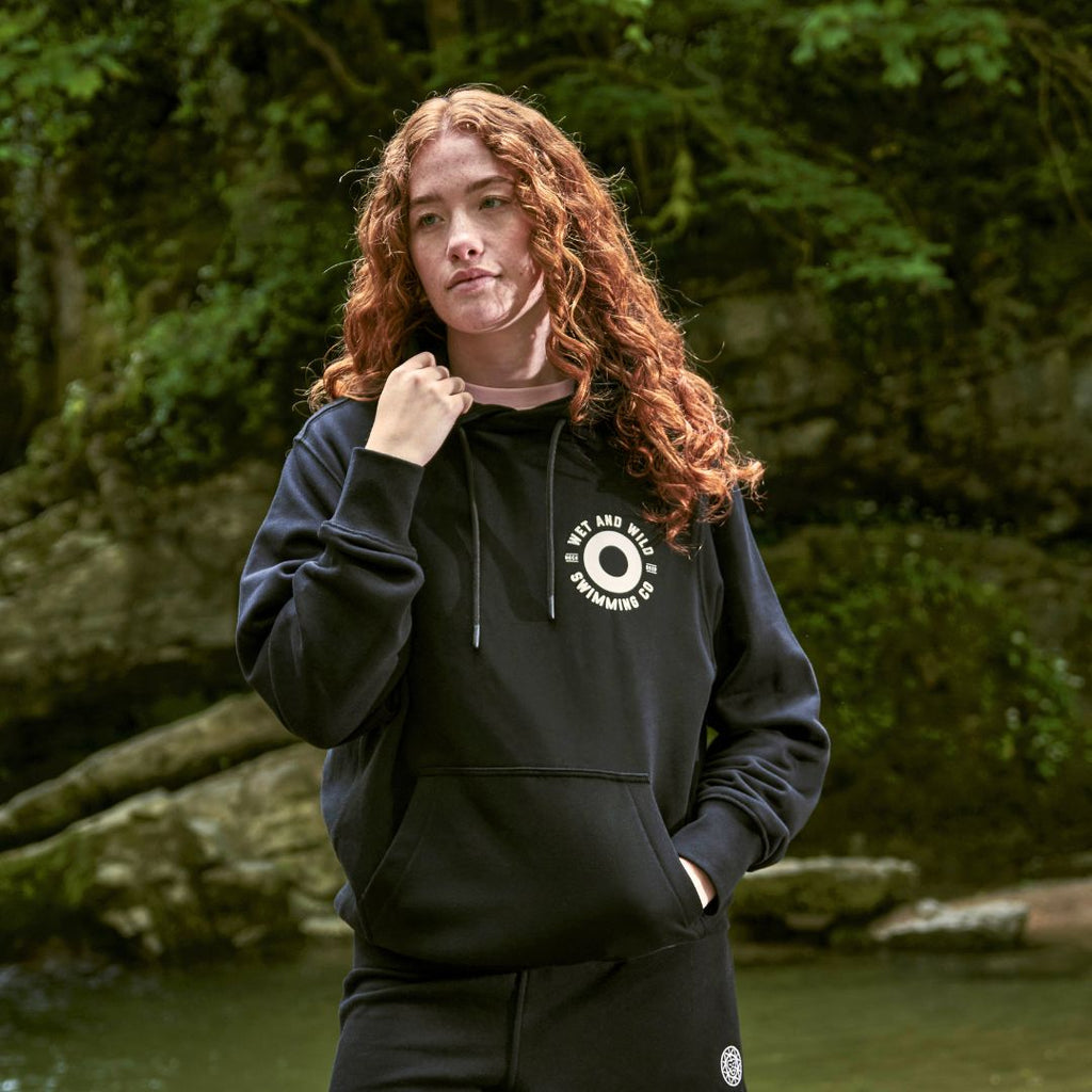 Women's Wet and Wild Swimming Club Black Hoodie
