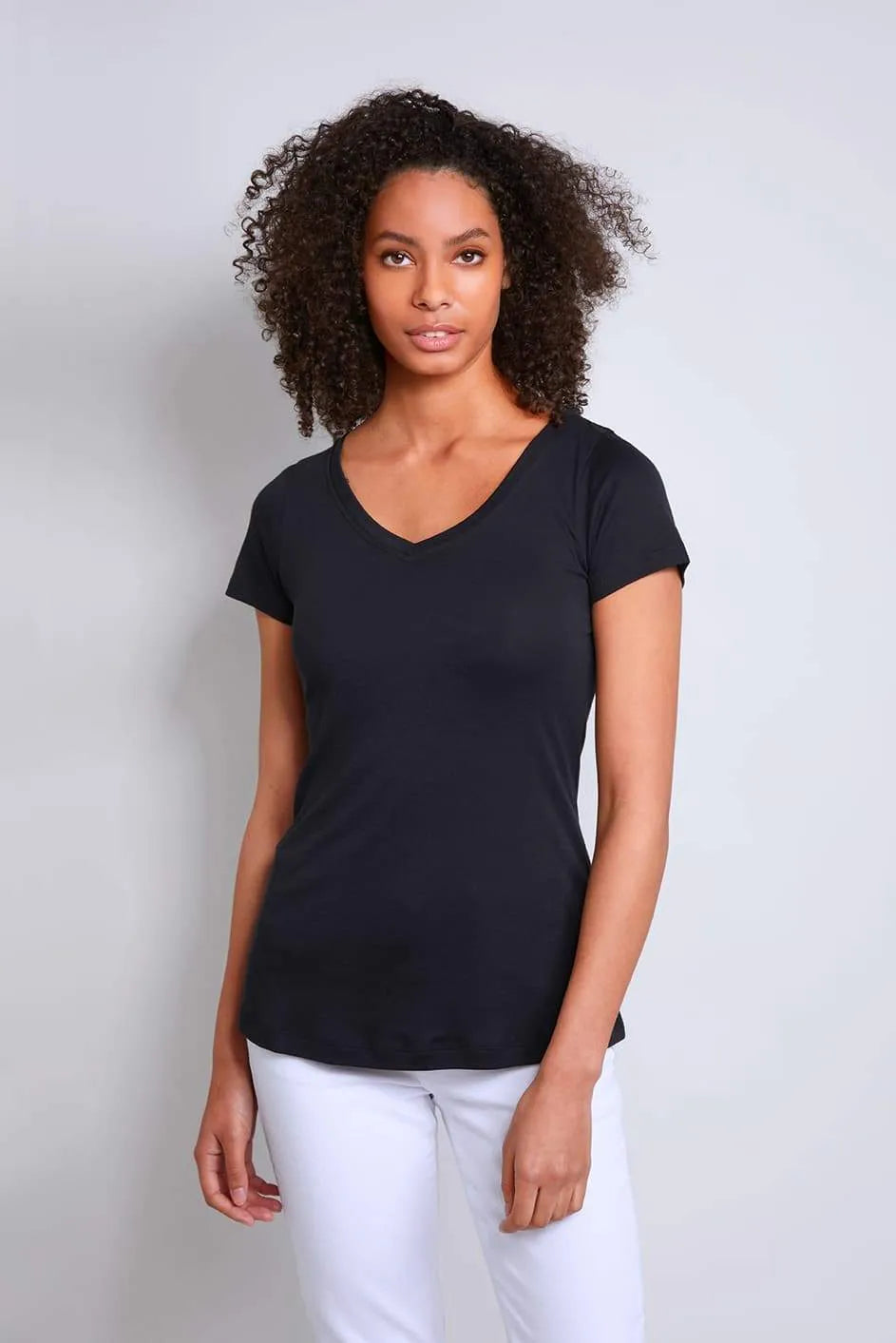 Women's V Neck Cotton Modal T-Shirt Short Sleeve