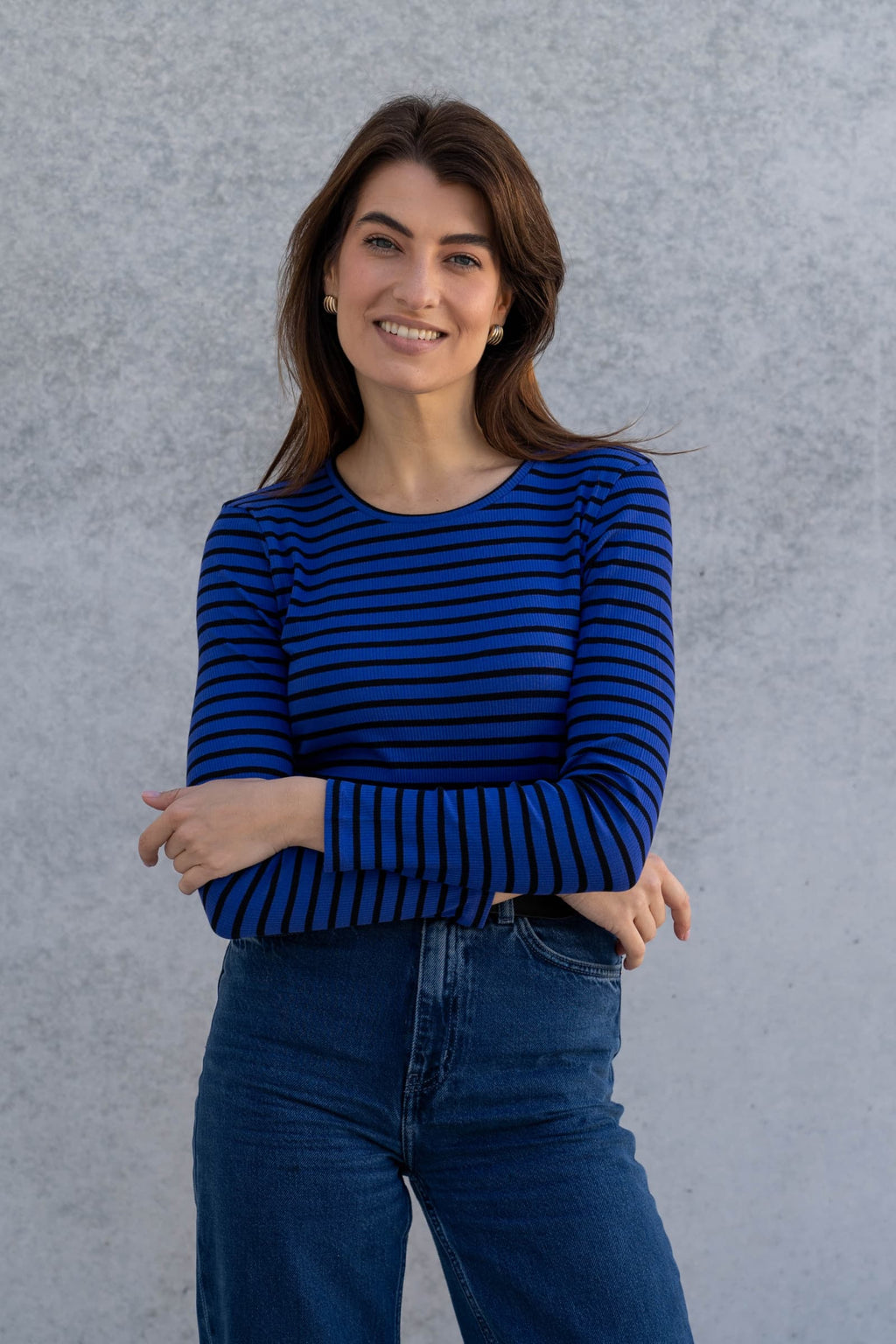 Women's Striped Crew Neck T Shirt in Organic Cotton