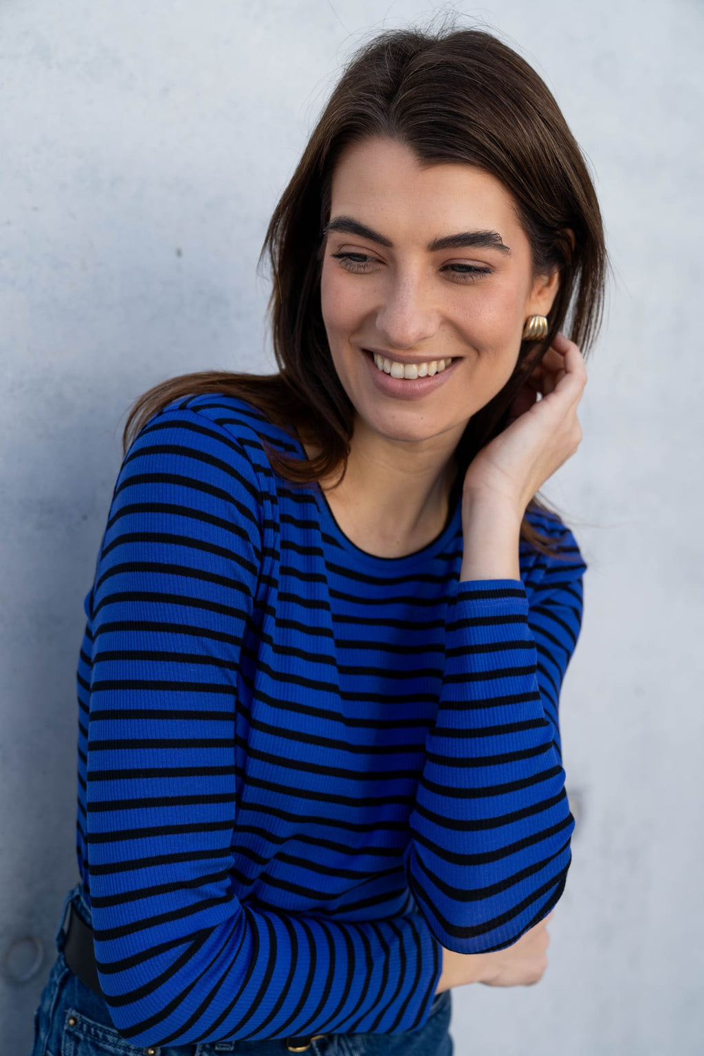 Women's Striped Crew Neck T Shirt in Organic Cotton