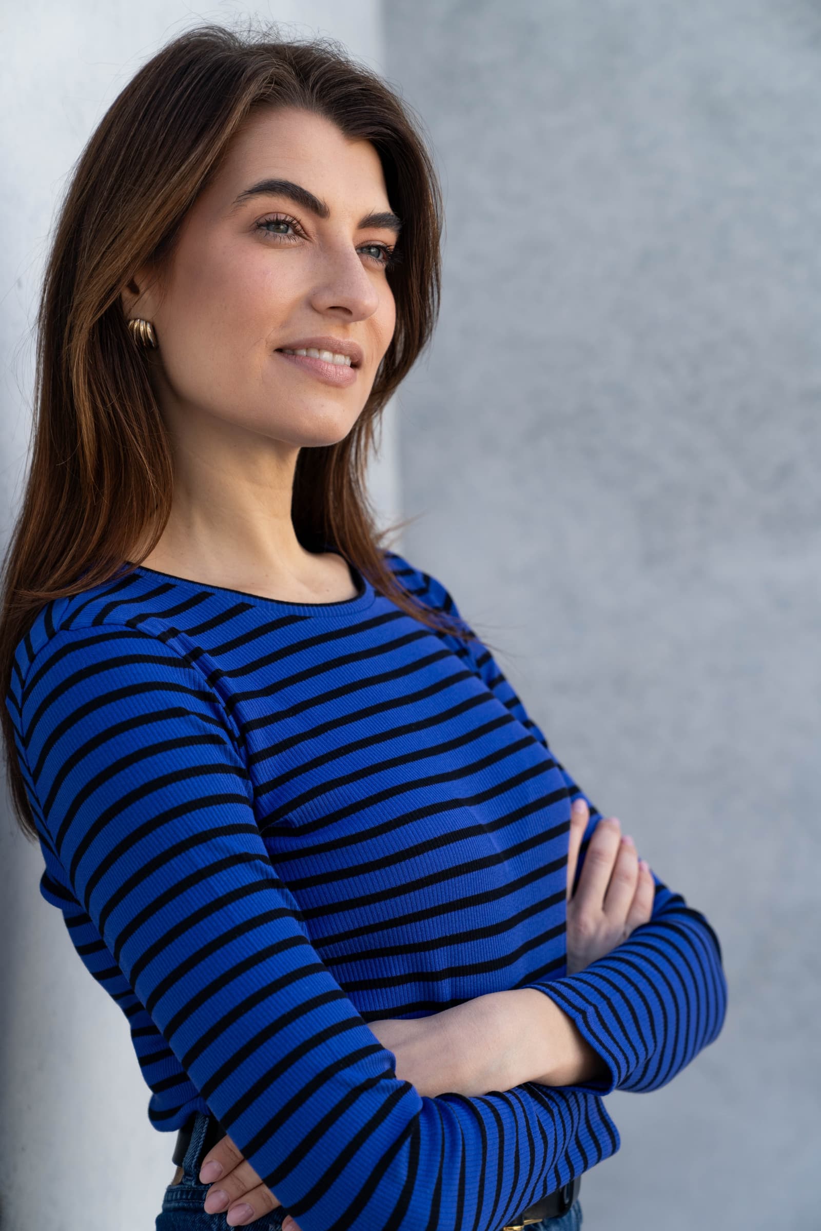 Women's Striped Crew Neck T Shirt in Organic Cotton