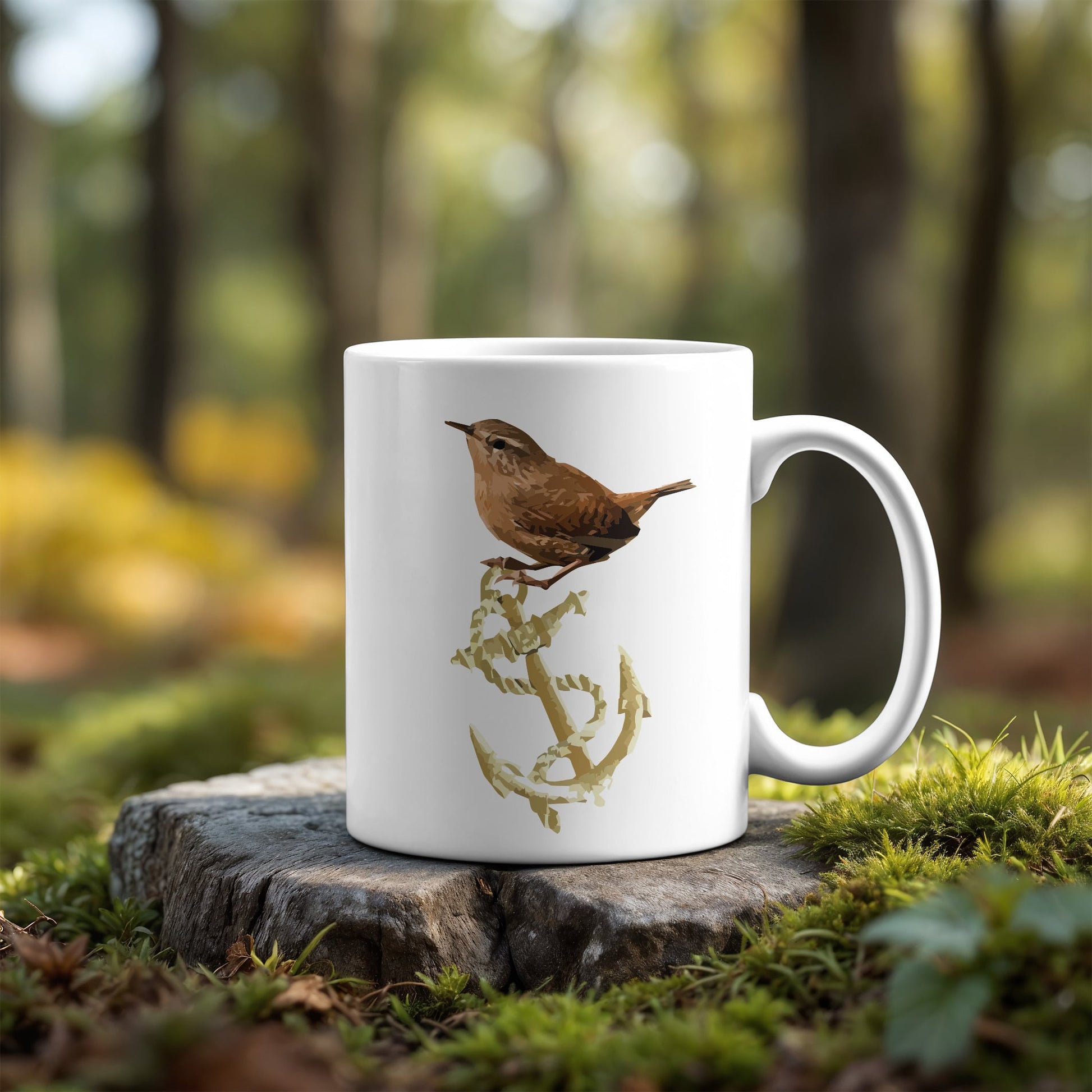 Wren Ceramic Mug with Anchor Design