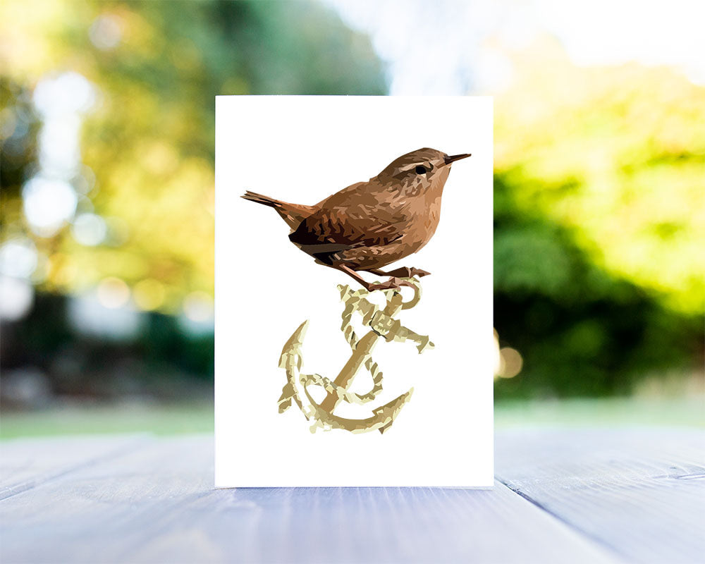 Wren and Anchor Greeting Card