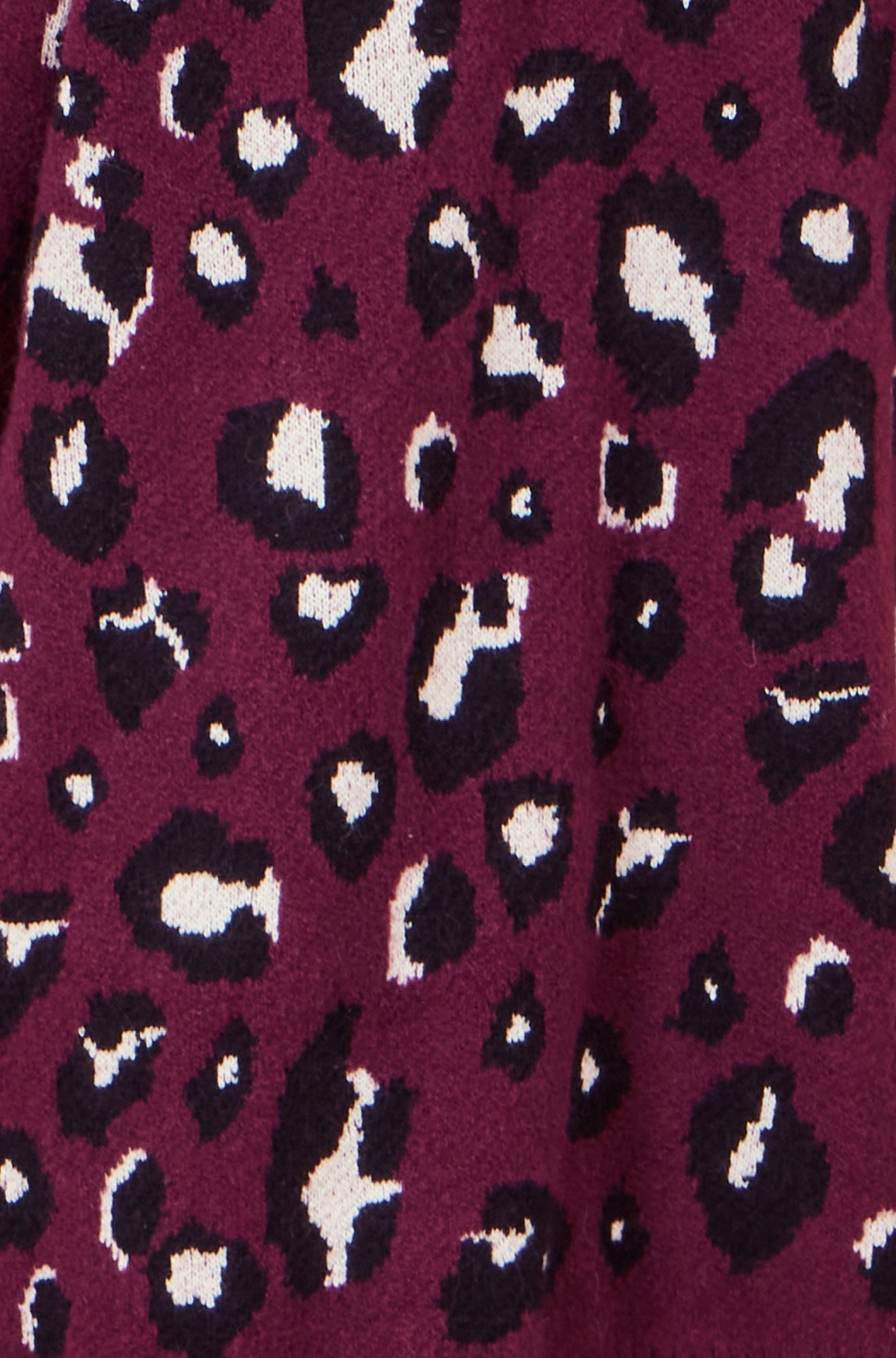 Burgundy Animal Intarsia Long Cardigan