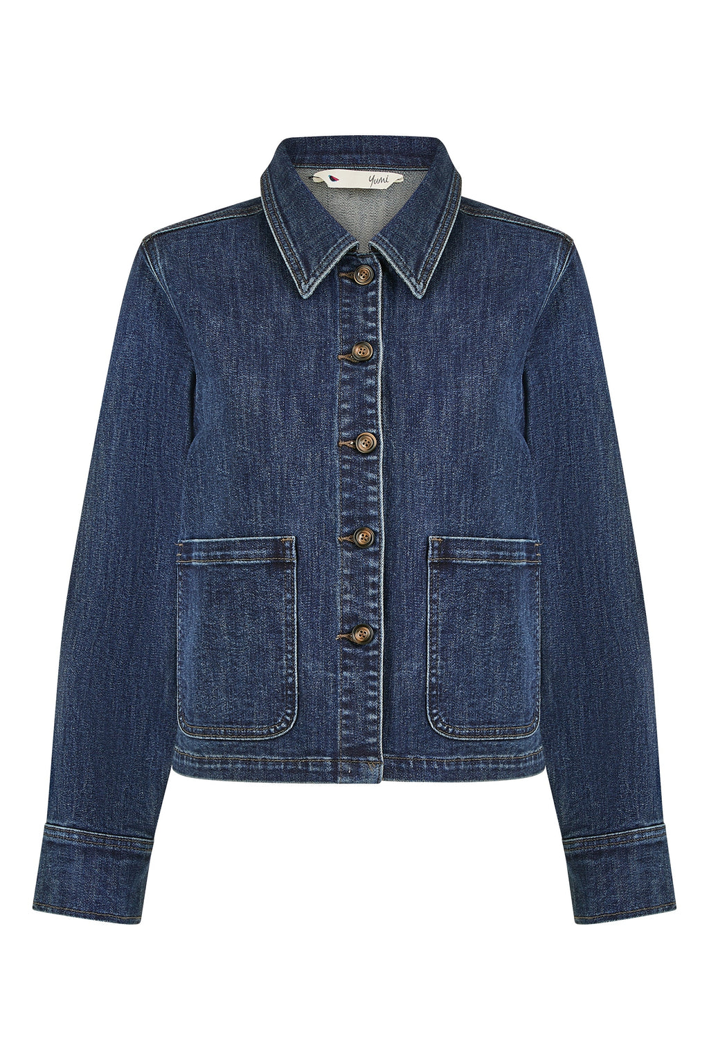 Yumi Blue Denim Jacket With Patch Pockets