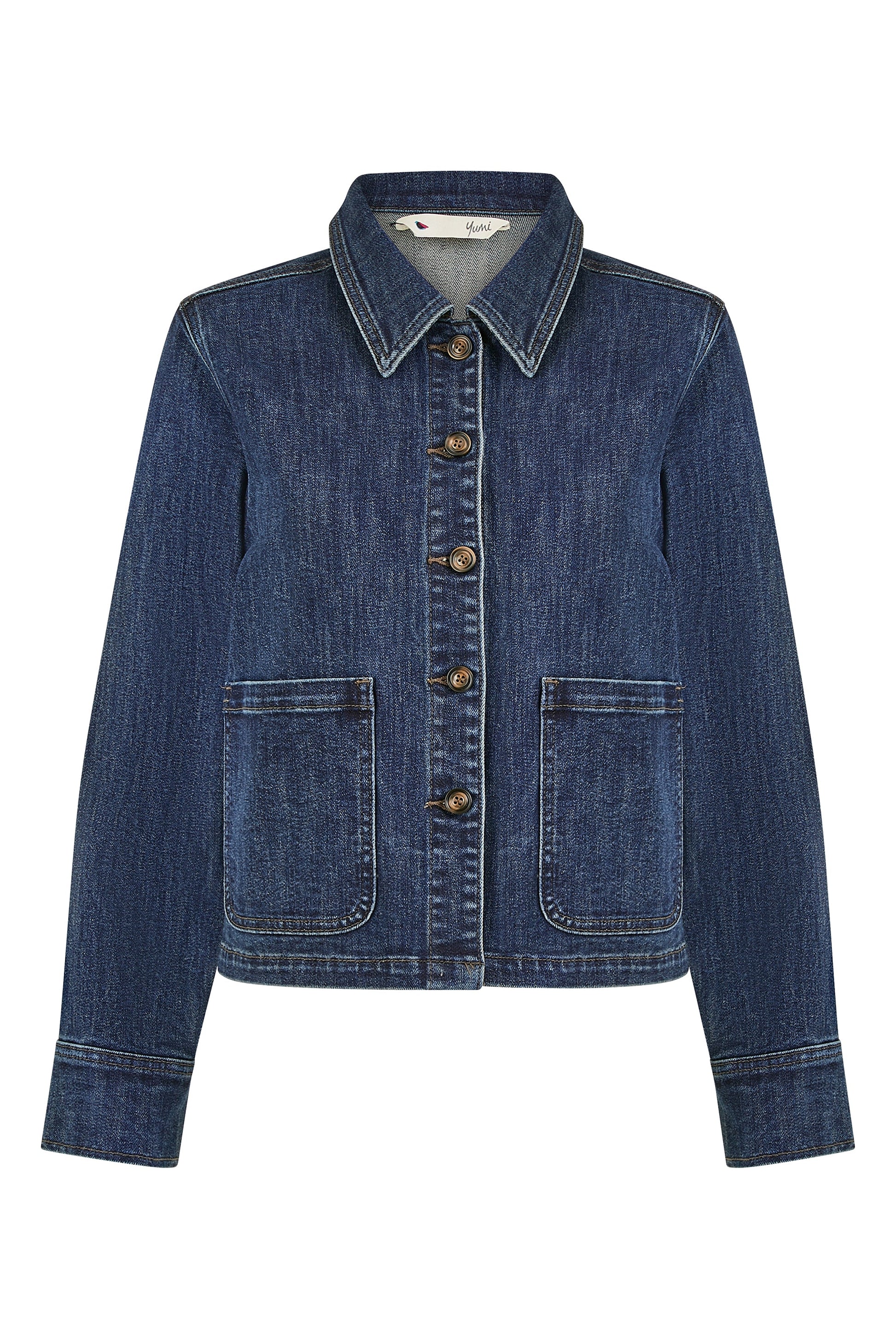 Yumi Blue Denim Jacket With Patch Pockets