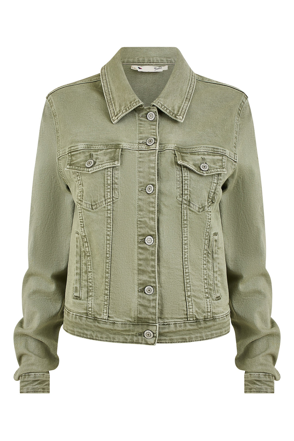 Yumi Green Stretch Cotton Denim Jacket
