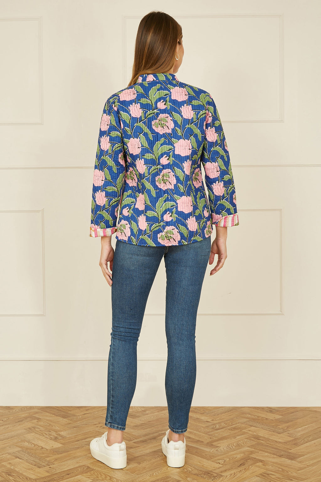 Pink Floral Reversible Cotton Quilted Jacket