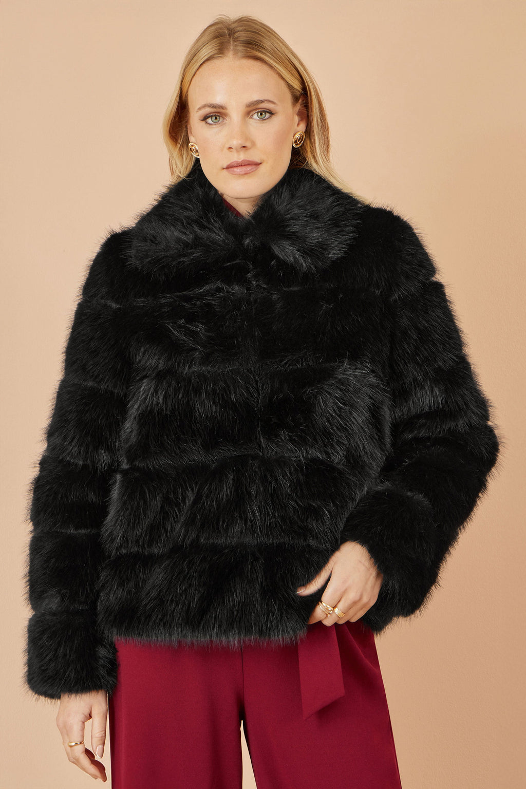 Black Luxe Faux Fur Coat