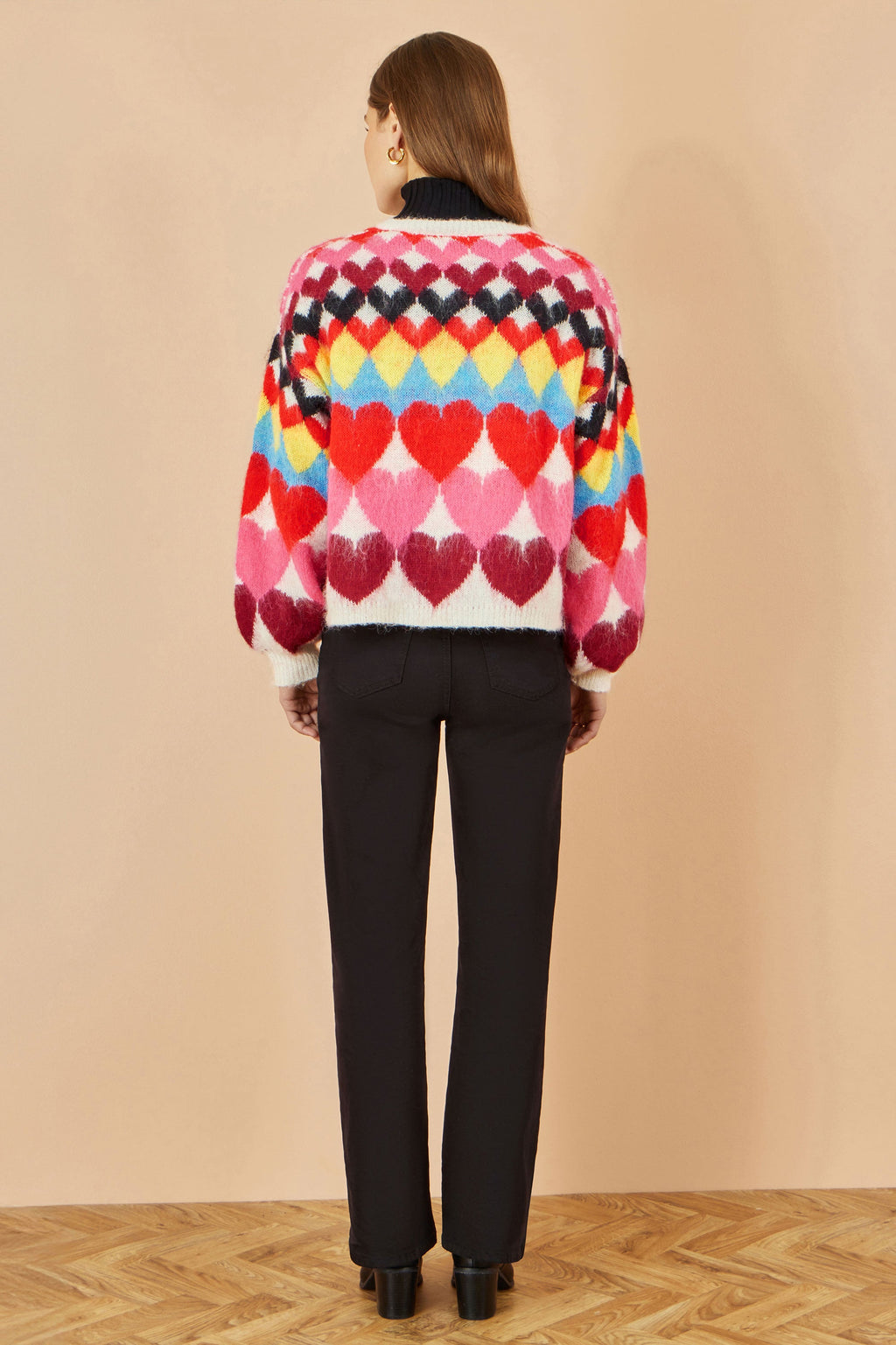 Multicolour Tie Front Heart Intarsia Cardigan