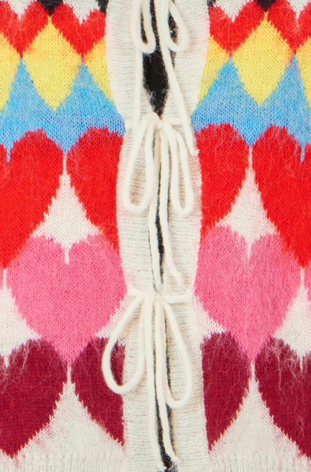 Multicolour Tie Front Heart Intarsia Cardigan