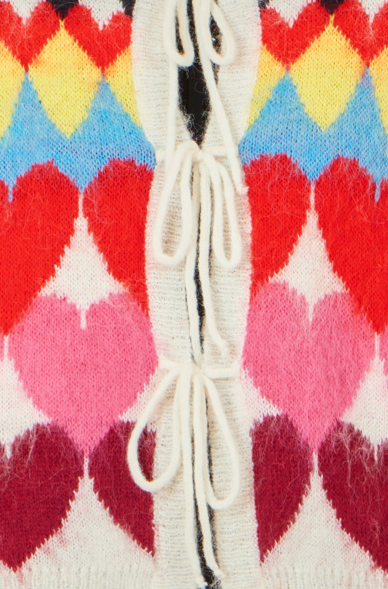 Multicolour Tie Front Heart Intarsia Cardigan