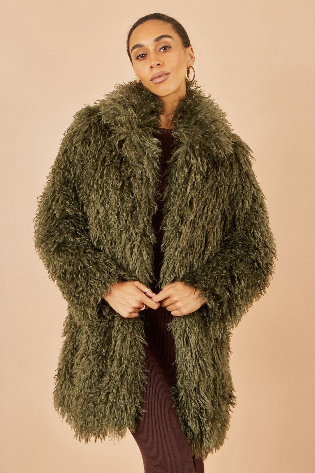 Green Luxe Long Fur Overcoat