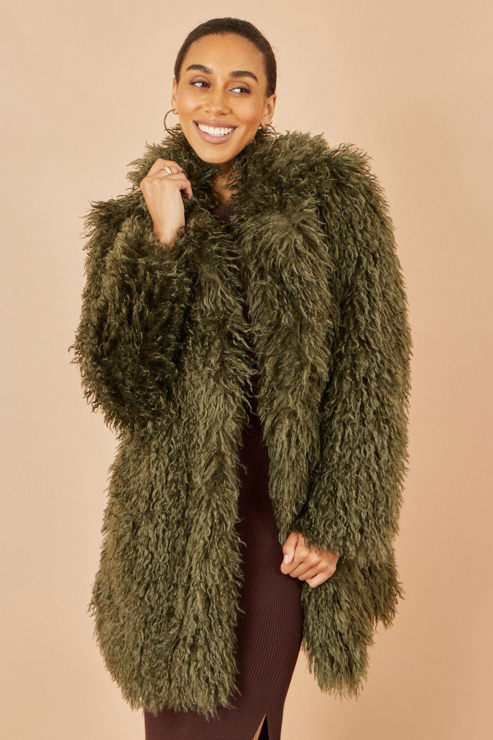Green Luxe Long Fur Overcoat