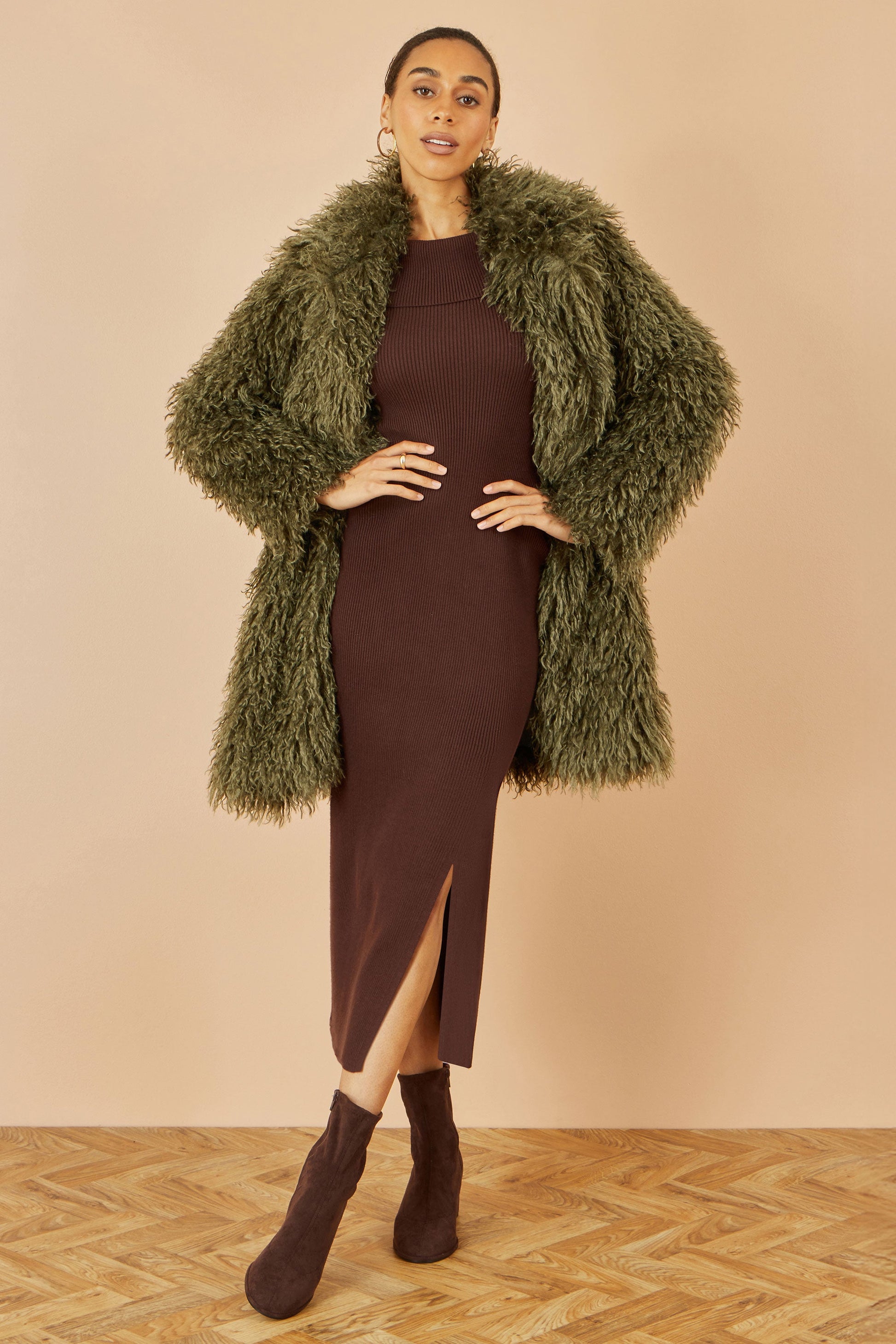 Green Luxe Long Fur Overcoat