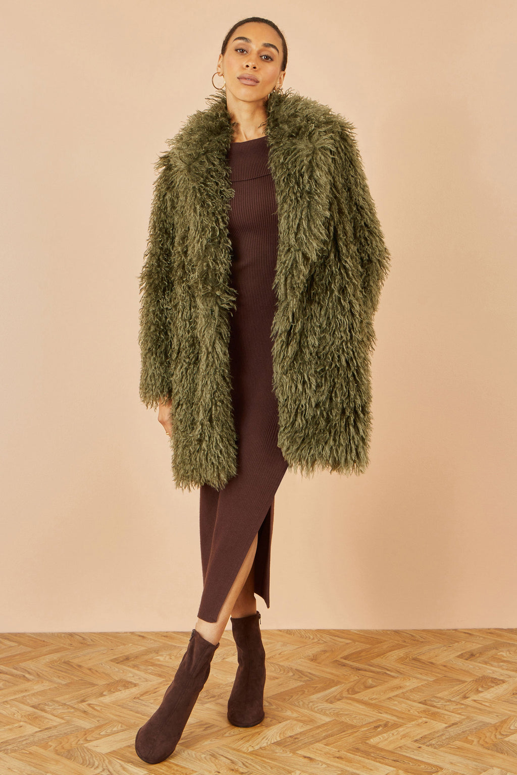 Green Luxe Long Fur Overcoat