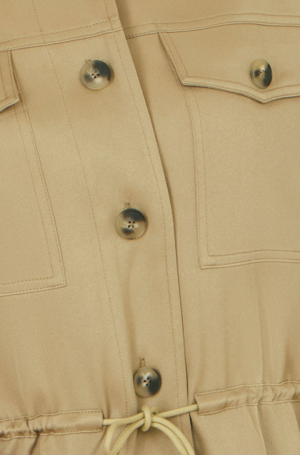 Yumi Green Utility Jacket With Drawstring Waist and Stripe Lining